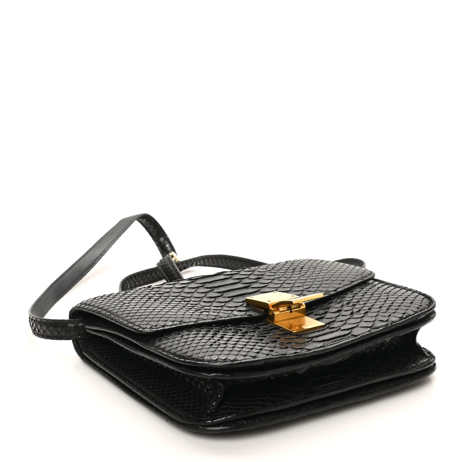 Snakeskin Medium Classic Box Flap Bag Black - Image 6