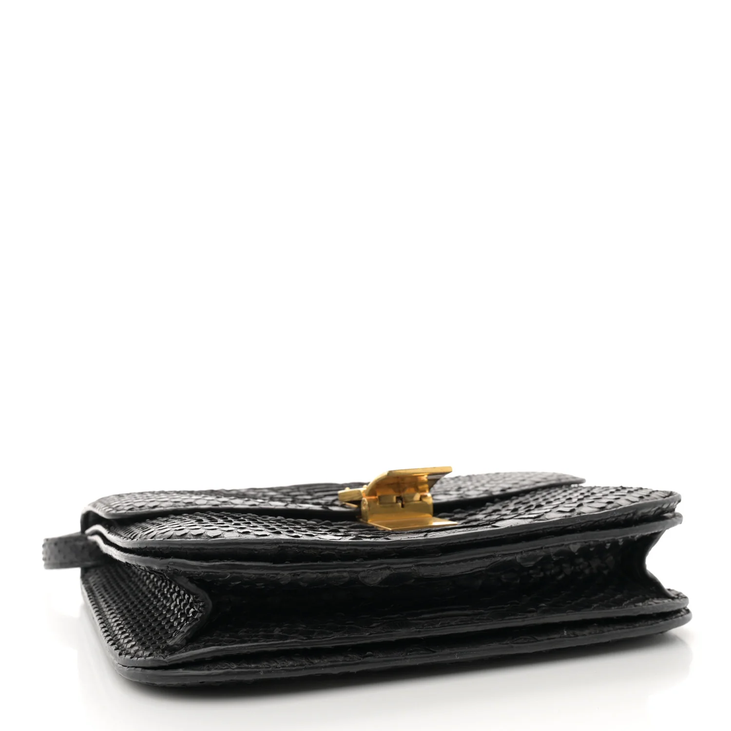 Snakeskin Medium Classic Box Flap Bag Black - Image 7