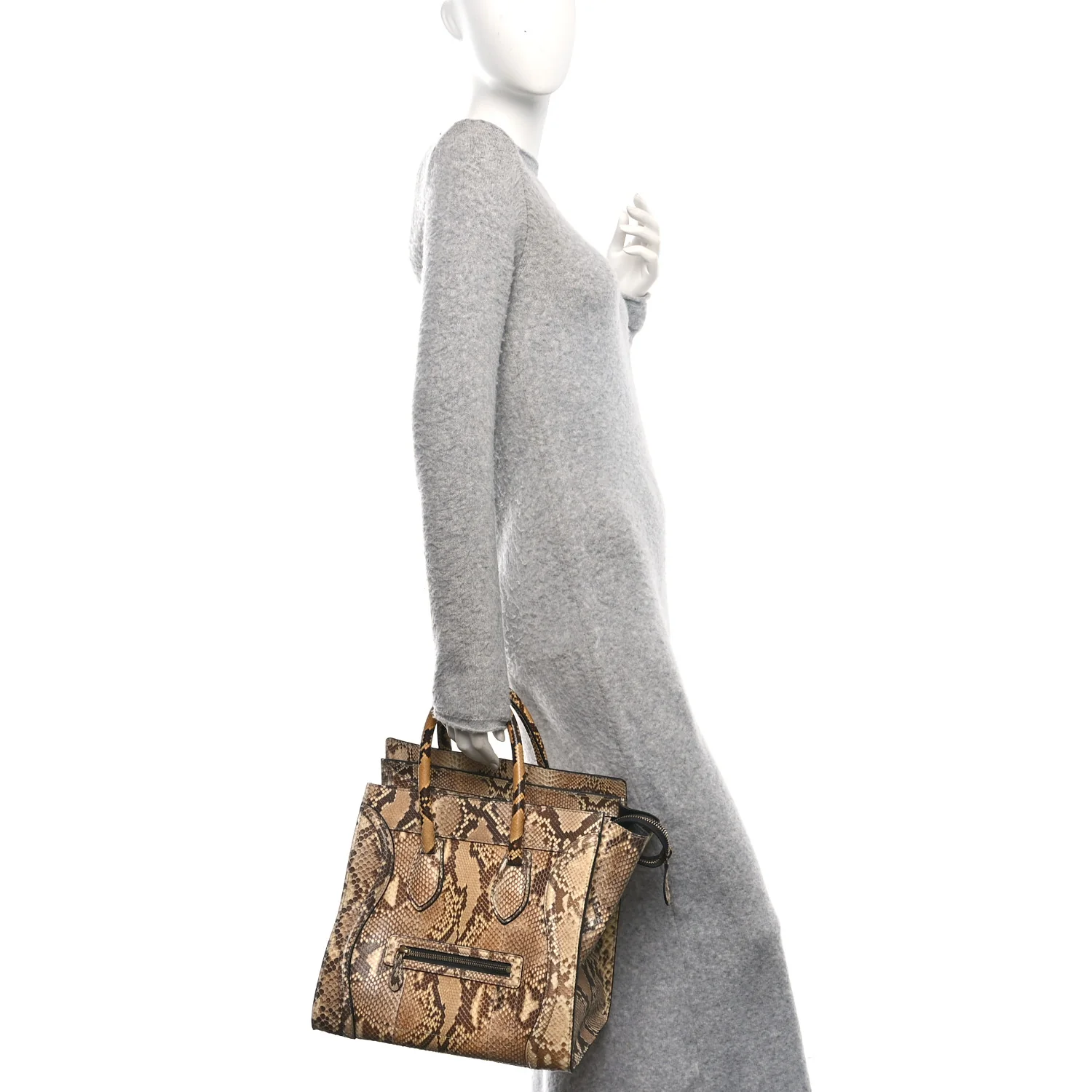 Snakeskin Mini Luggage Beige - Image 3