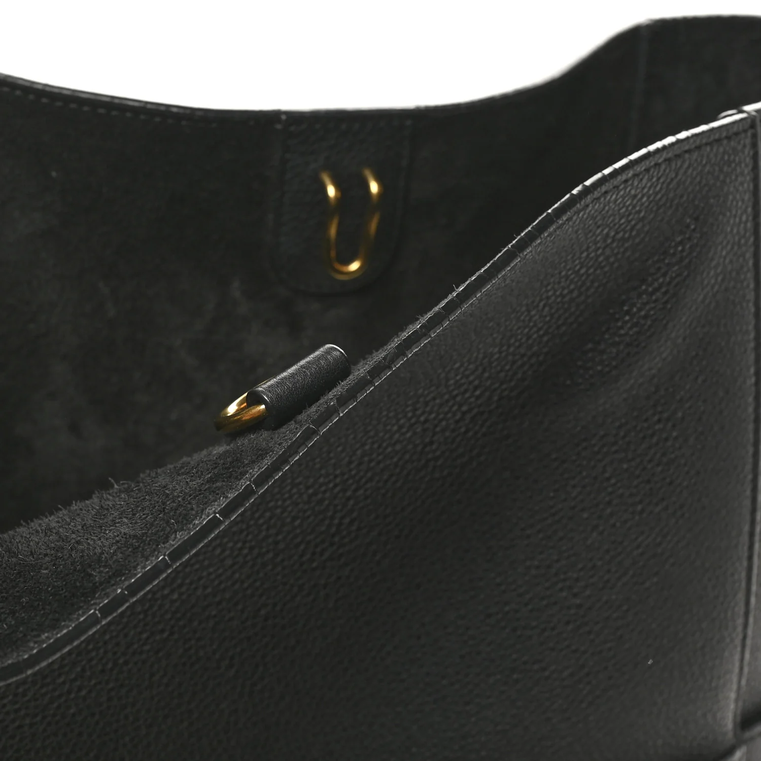 Soft Grained Calfskin Sangle Bucket Bag Black - Image 9