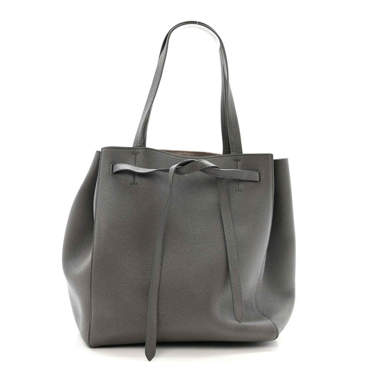 Soft Grained Calfskin Small Belt Cabas Phantom Grey