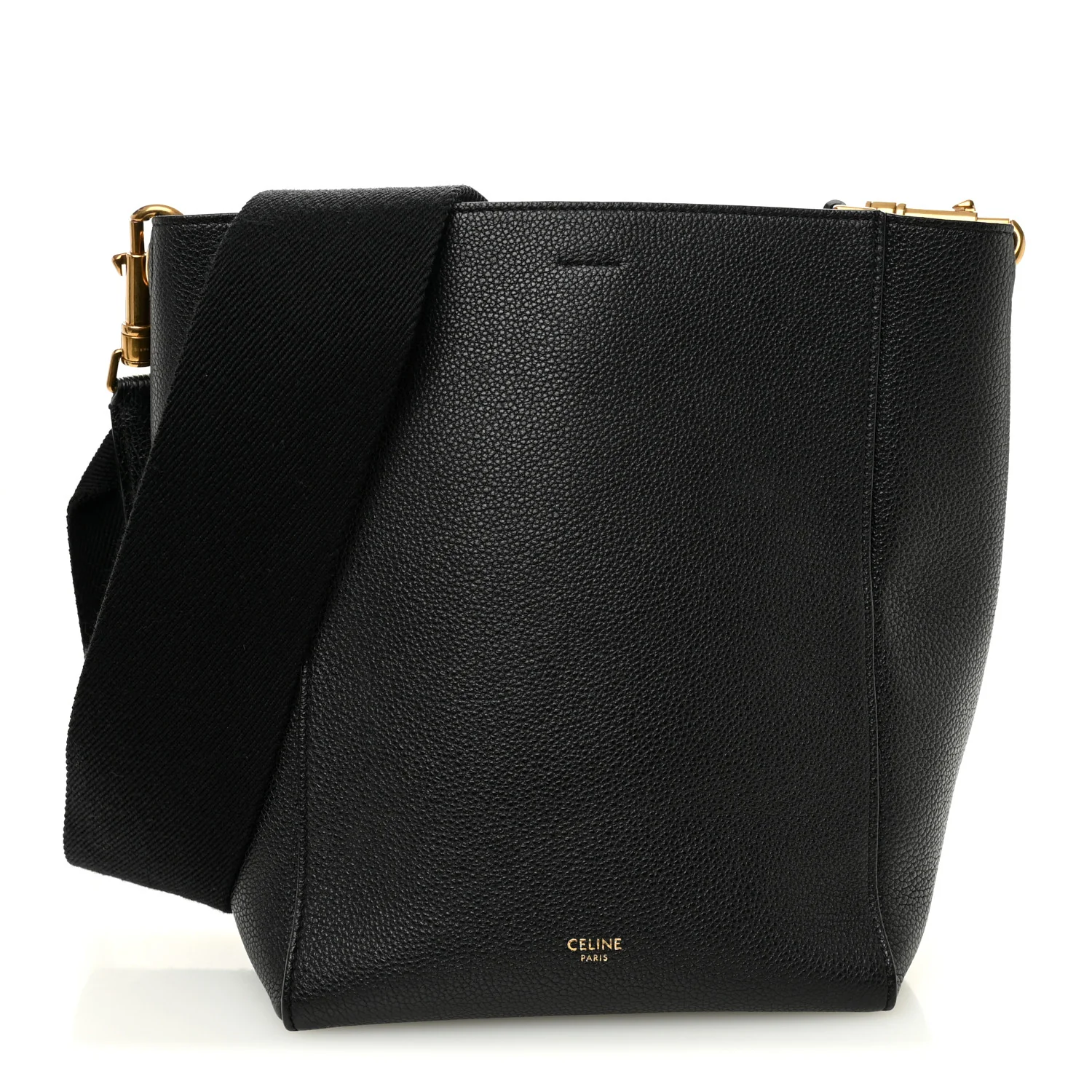Soft Grained Calfskin Small Sangle Bucket Bag Black