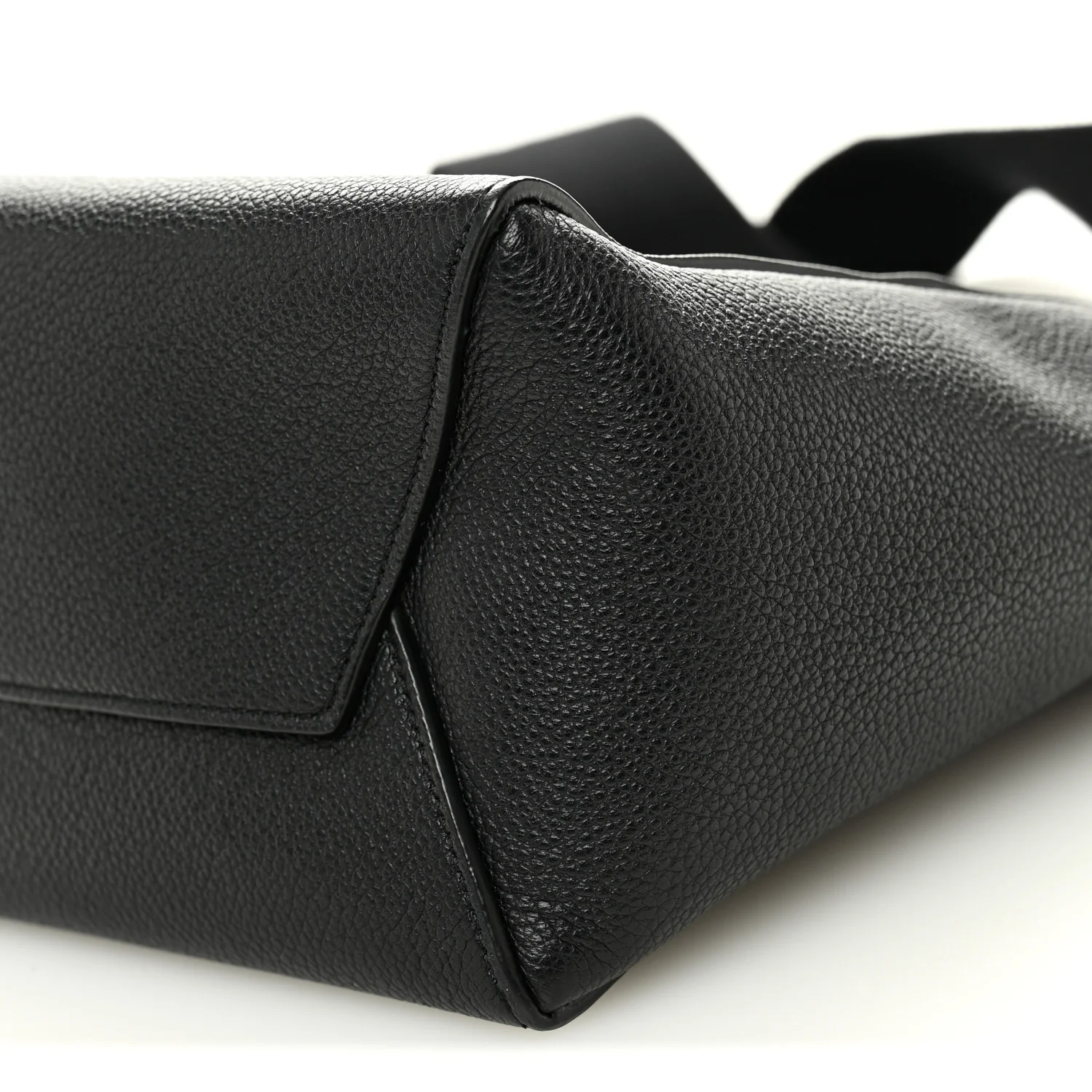 Soft Grained Calfskin Small Sangle Bucket Bag Black - Image 9