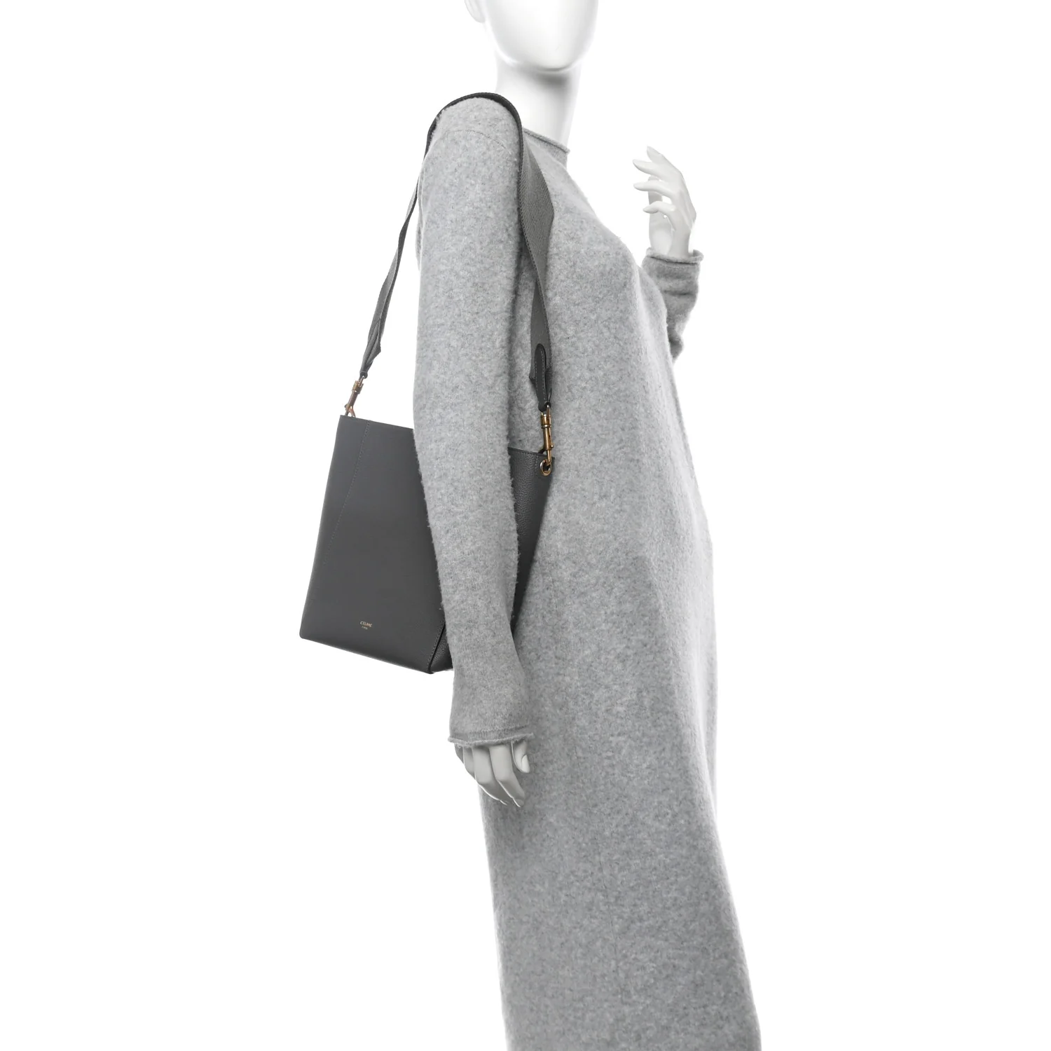 Soft Grained Calfskin Small Sangle Bucket Bag Kohl - Image 2