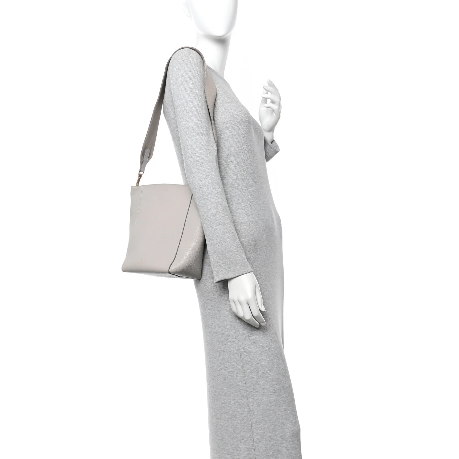 Soft Grained Calfskin Small Sangle Bucket Bag Light Taupe - Image 2