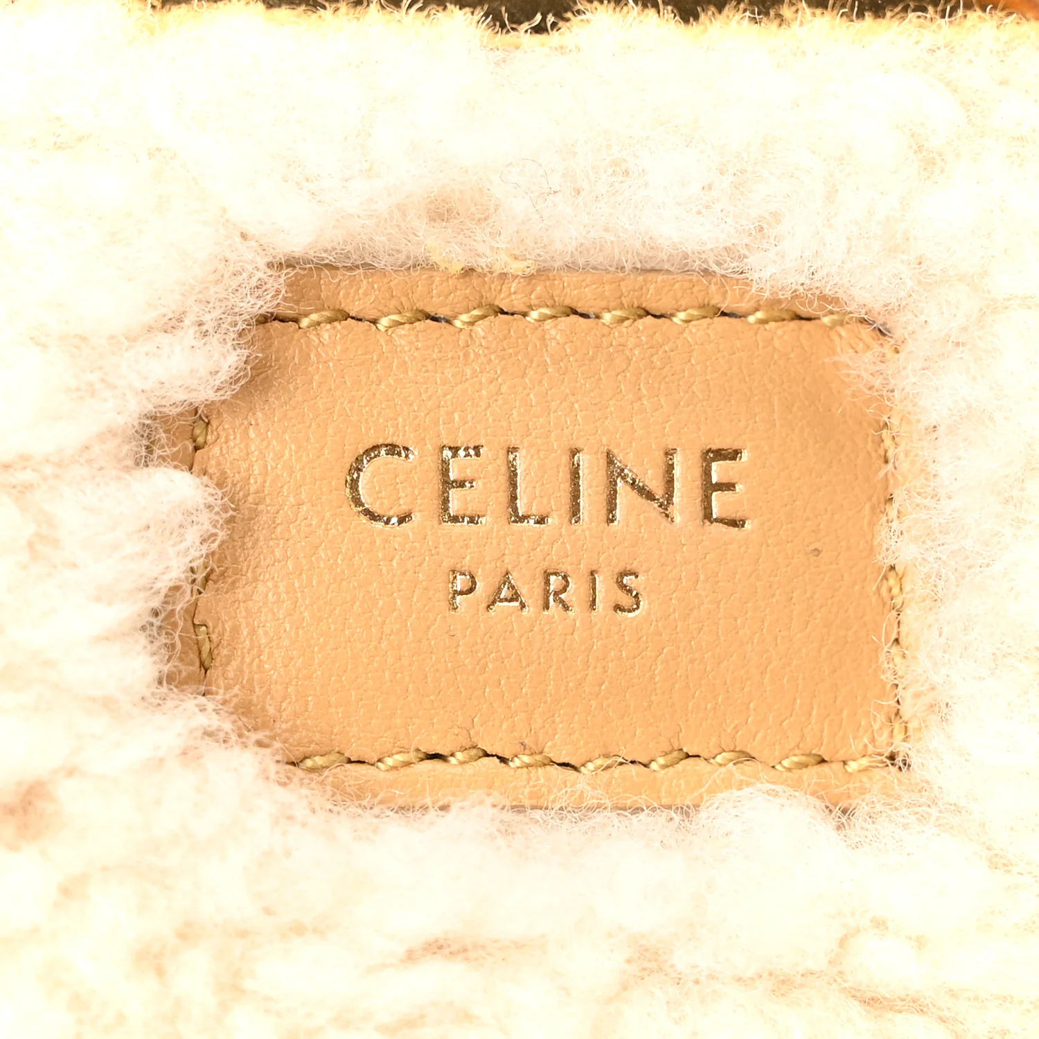 Suede Shearling Triomphe Chain Shoulder Bag Beige - Image 6