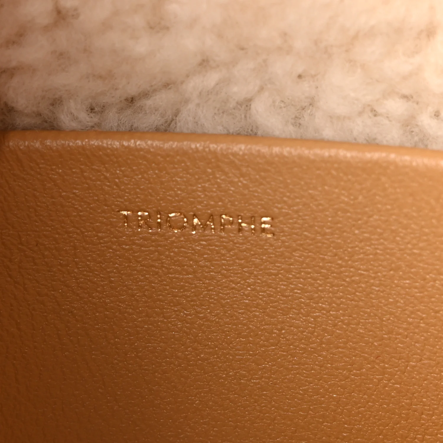 Suede Shearling Triomphe Chain Shoulder Bag Beige - Image 7