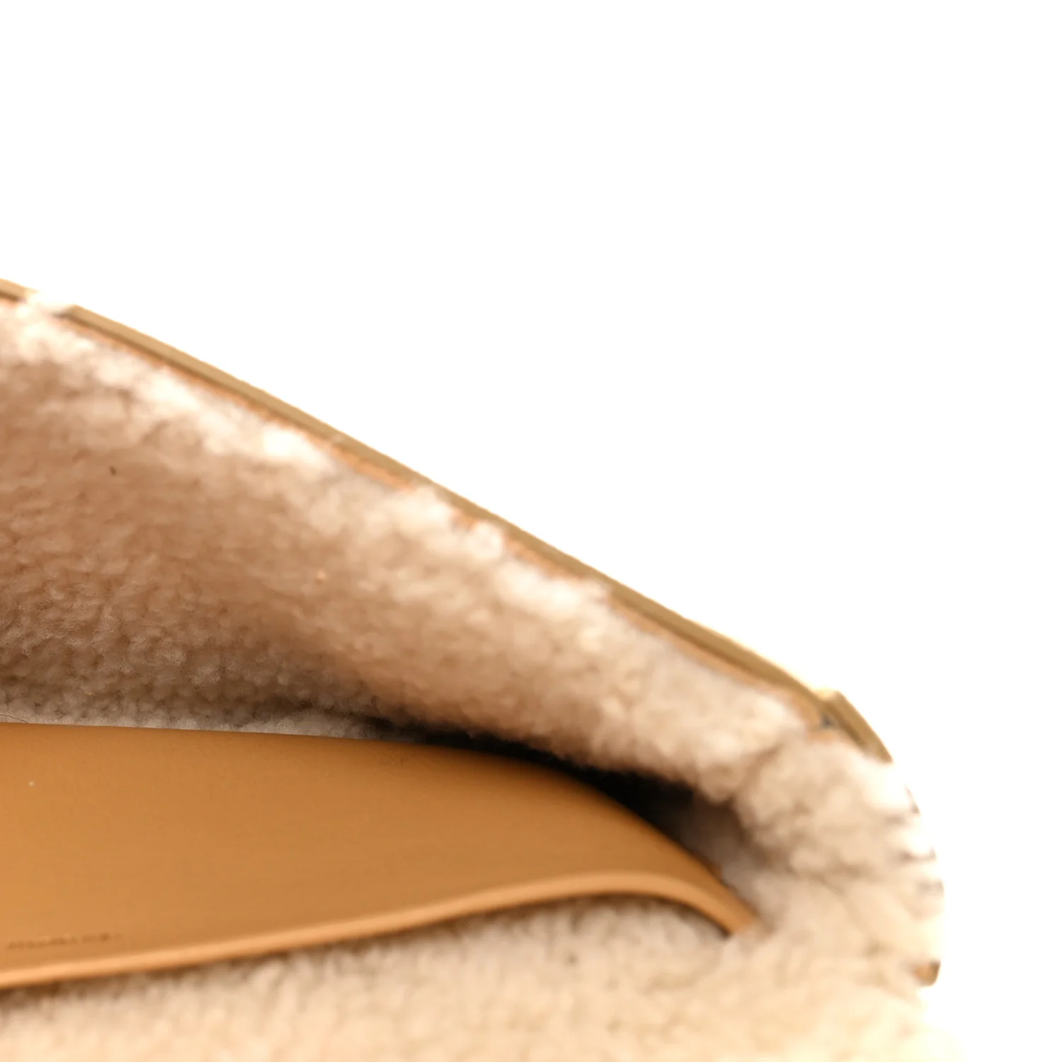Suede Shearling Triomphe Chain Shoulder Bag Beige - Image 5