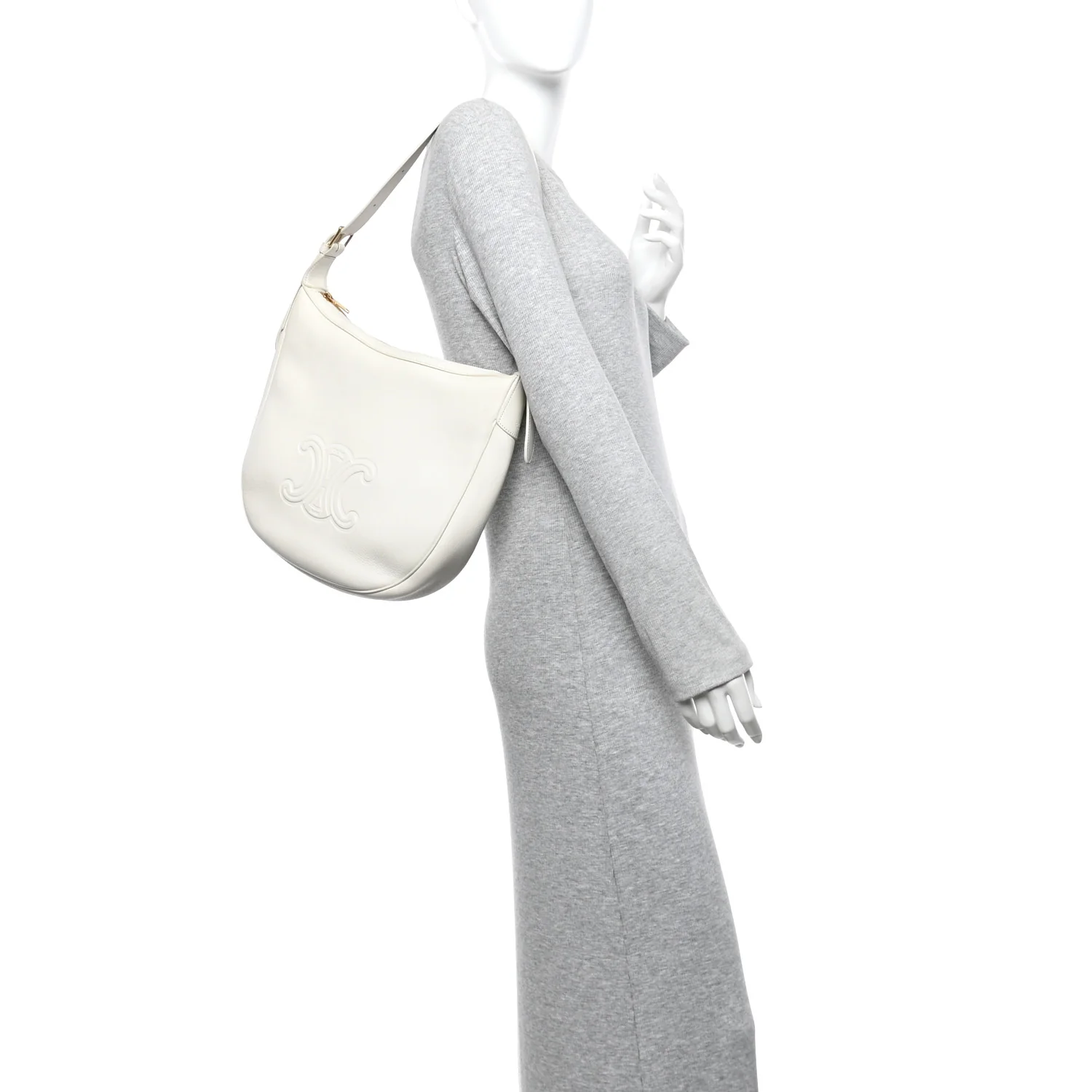 Supple Calfskin Cuir Triomphe Heloise Shoulder Bag White - Image 2
