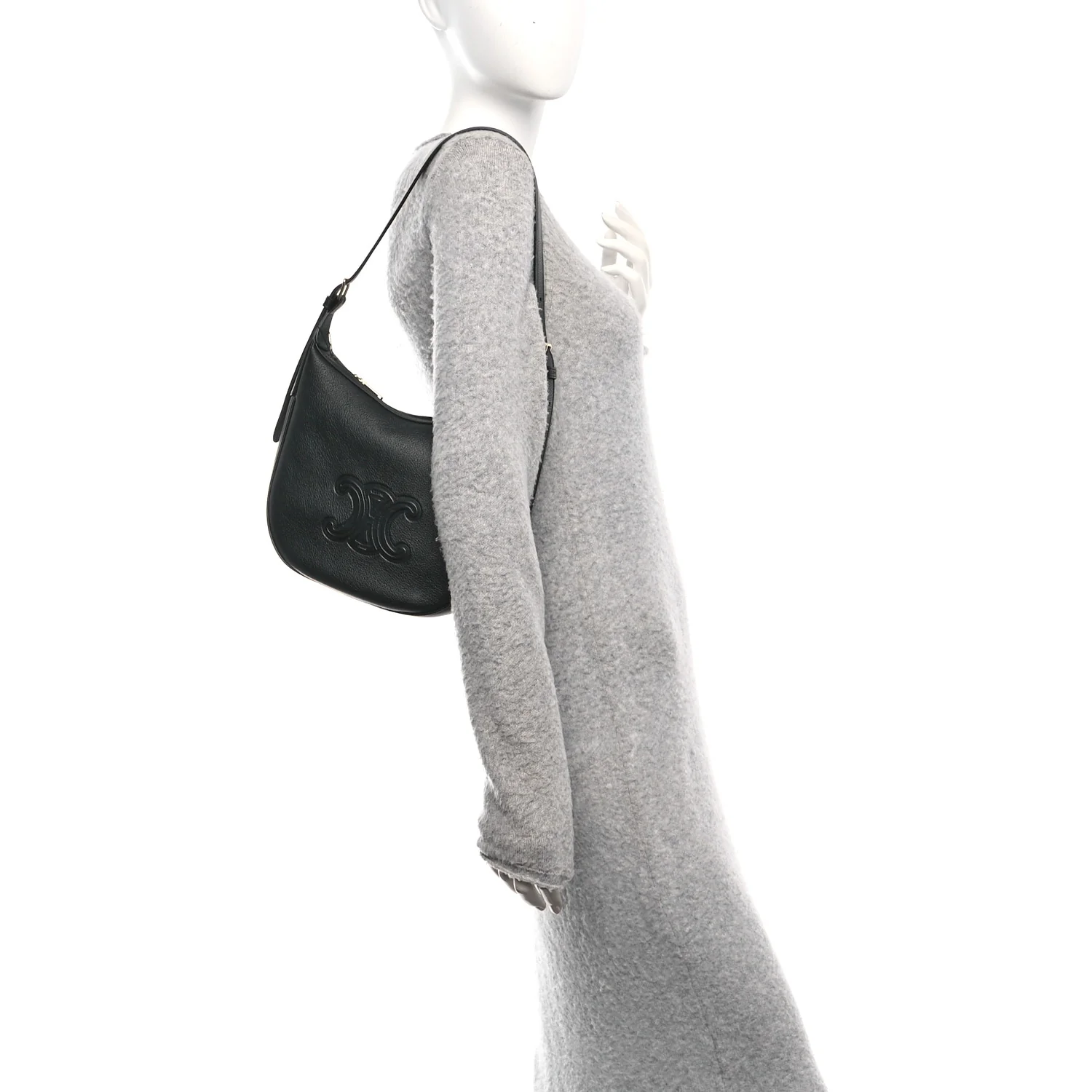 Supple Calfskin Cuir Triomphe Small Heloise Shoulder Bag Black - Image 2