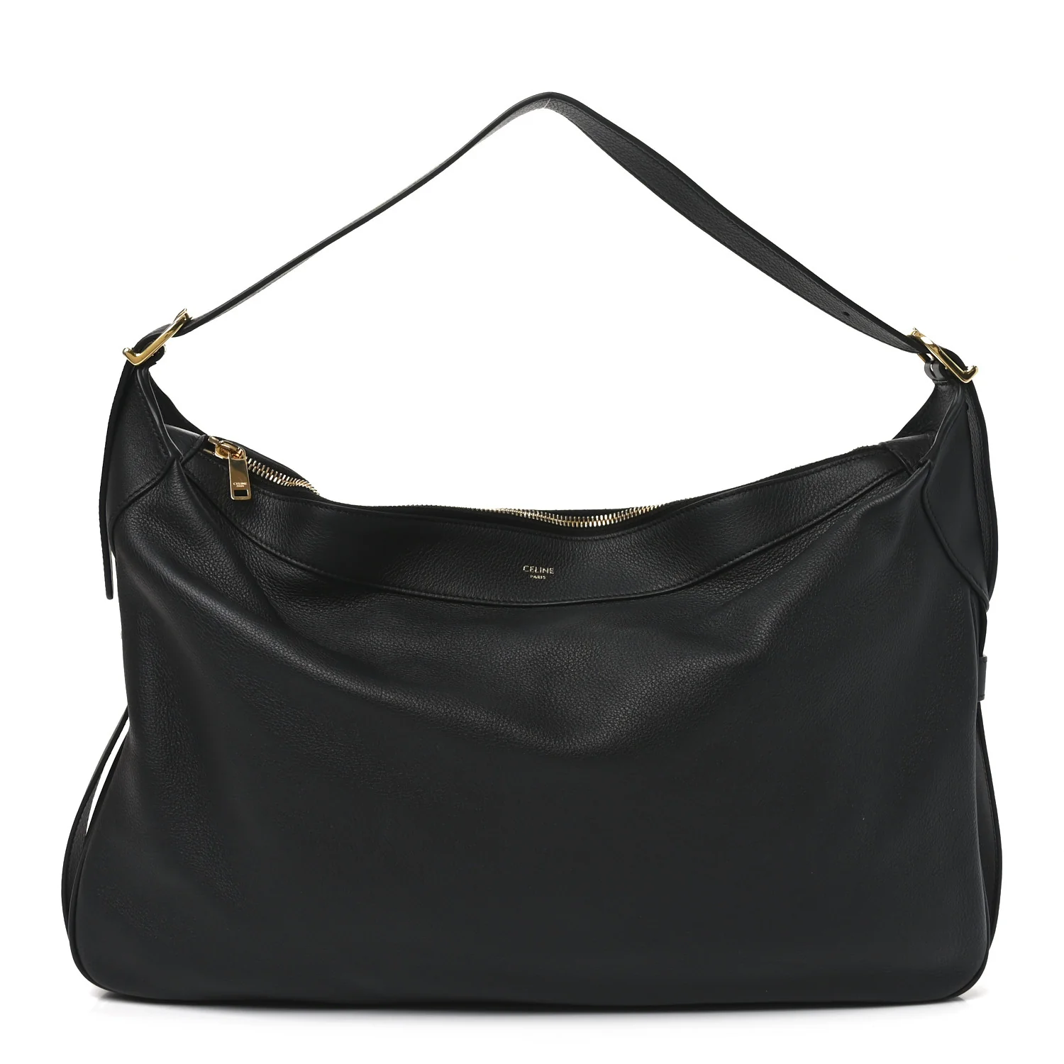 Supple Calfskin Large Romy Shoulder Bag Black