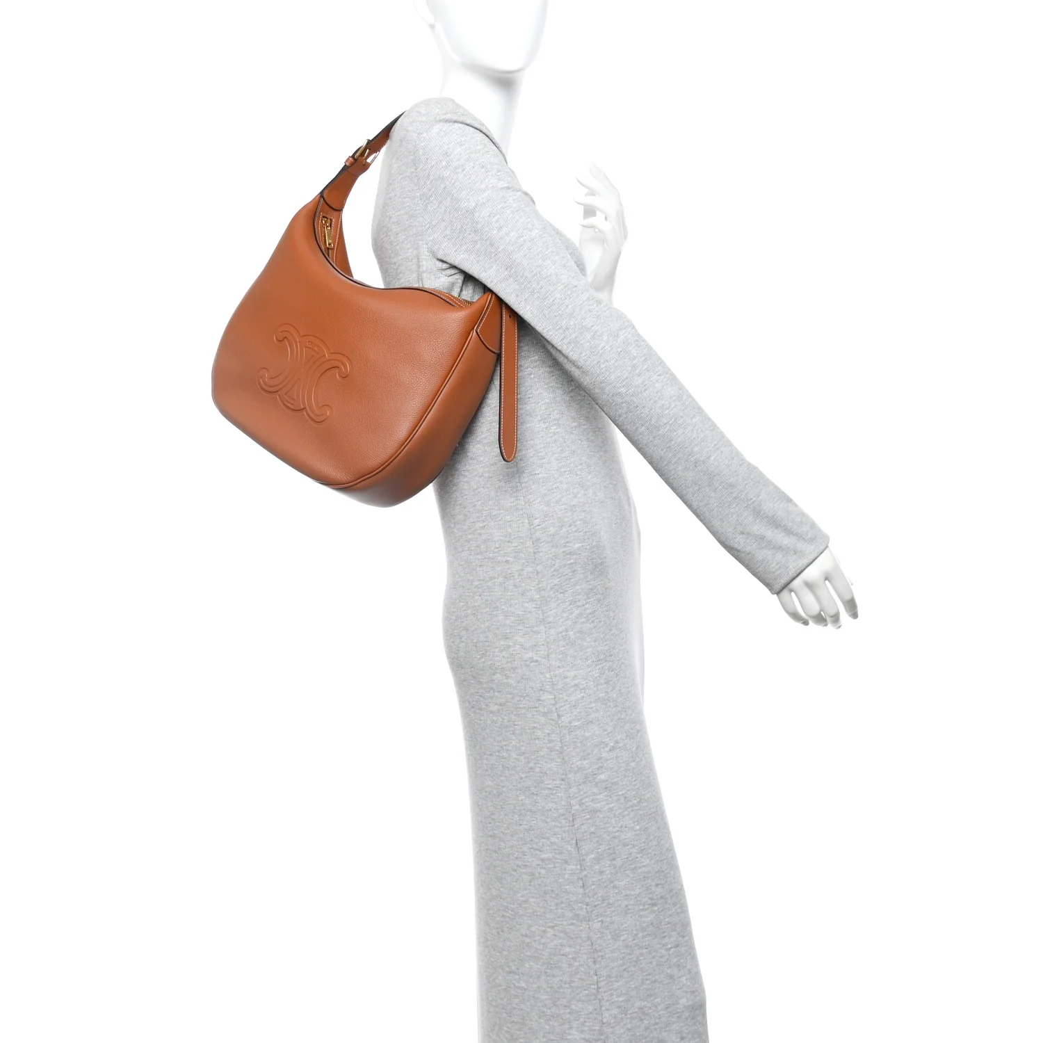 Supple Calfskin Medium Triomphe Heloise Shoulder Bag Tan - Image 2