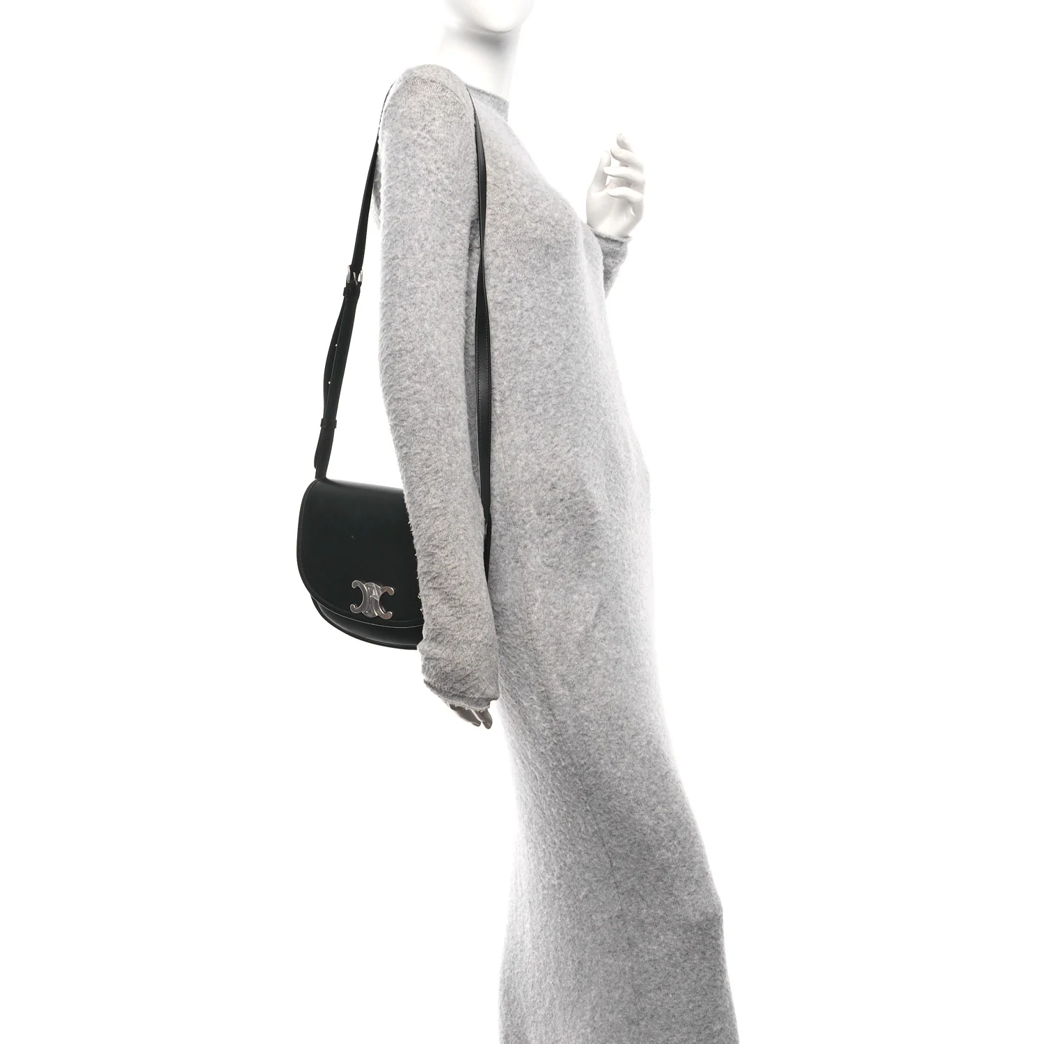 Supple Calfskin Triomphe Medium Besace Black - Image 3