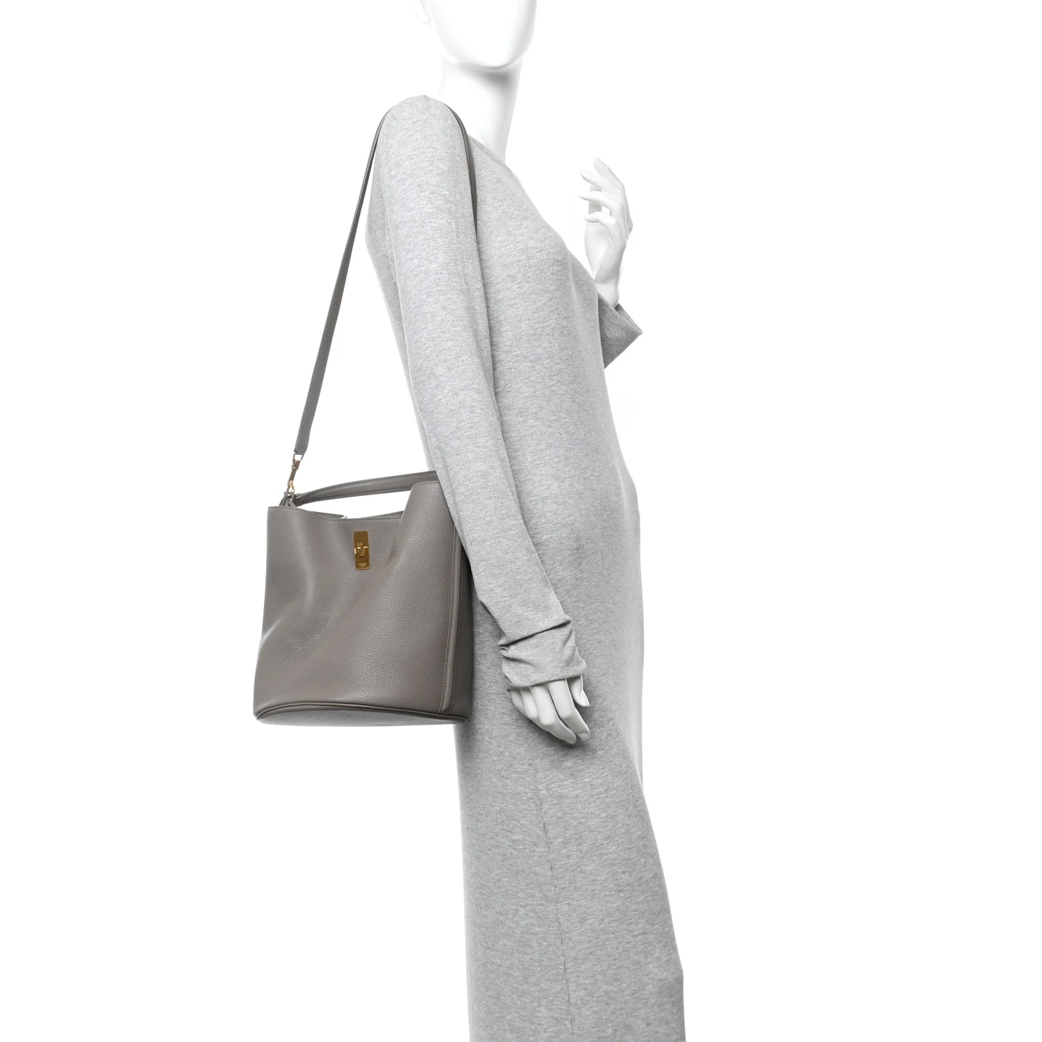 Supple Grained Calfskin Bucket 16 Bag Pebble - Image 2