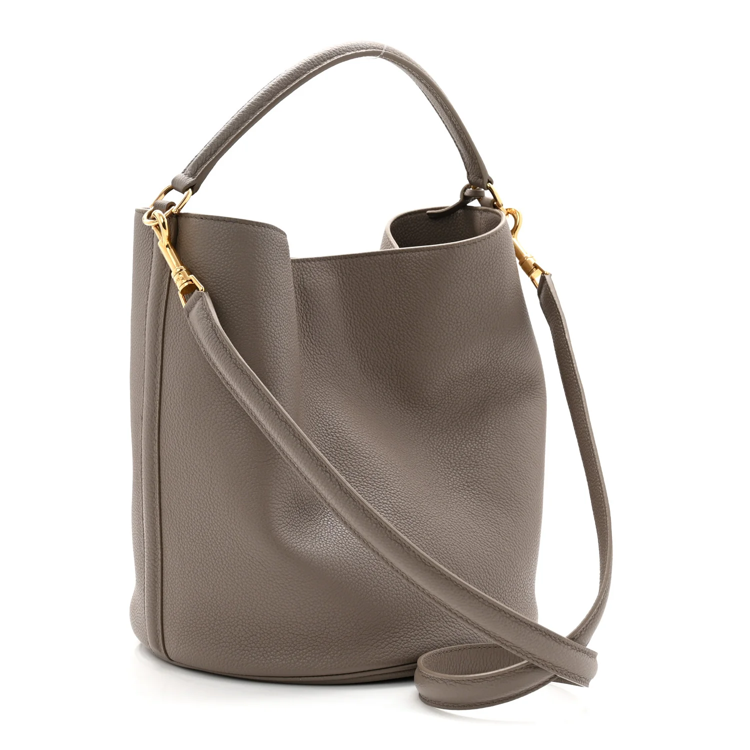 Supple Grained Calfskin Bucket 16 Bag Pebble - Image 4