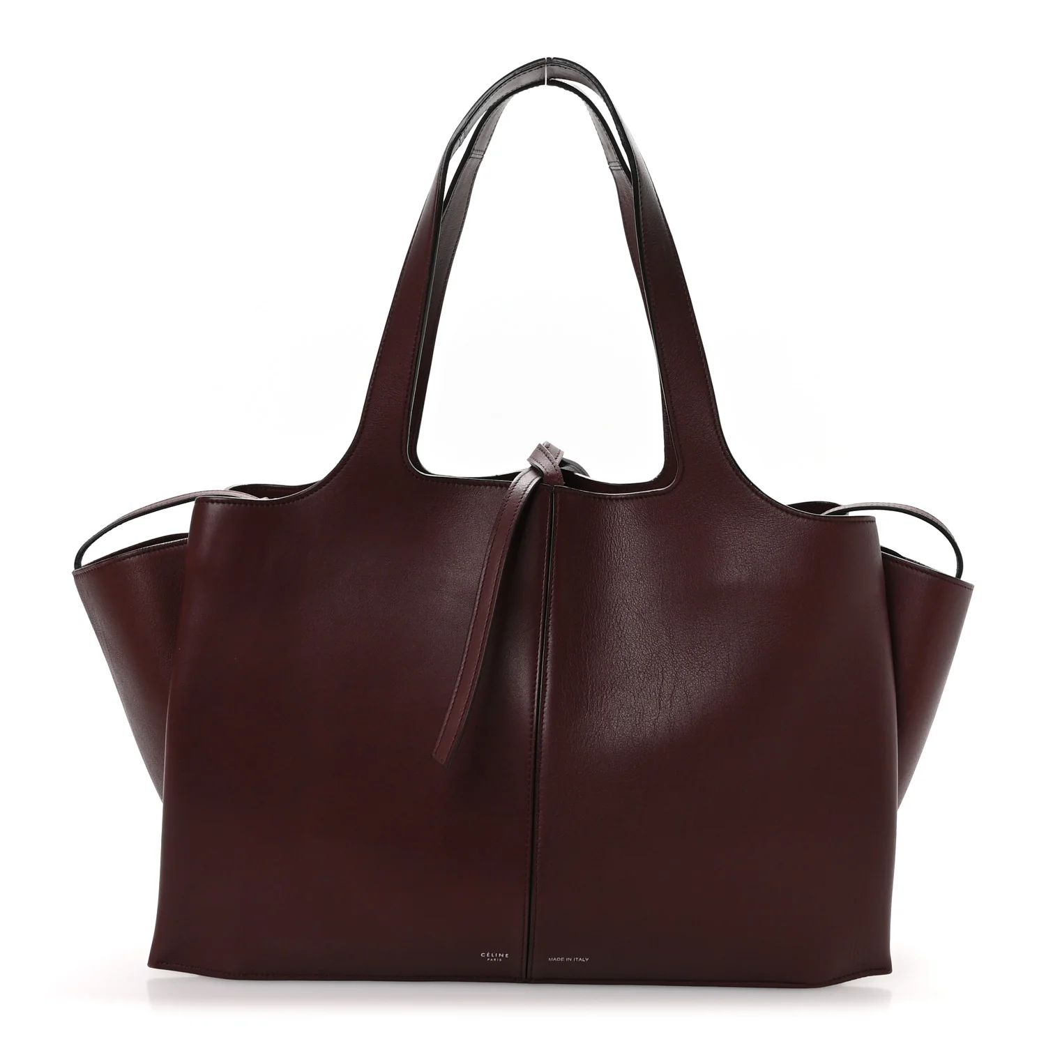 Supple Natural Calfskin Medium Tri-Fold Bag Burgundy