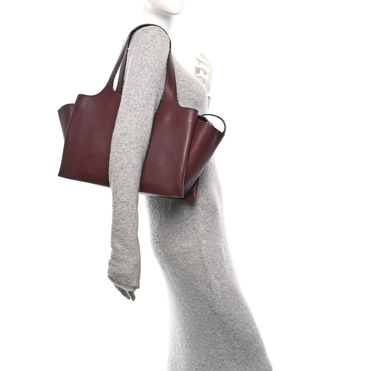 Supple Natural Calfskin Medium Tri-Fold Bag Burgundy - Image 2