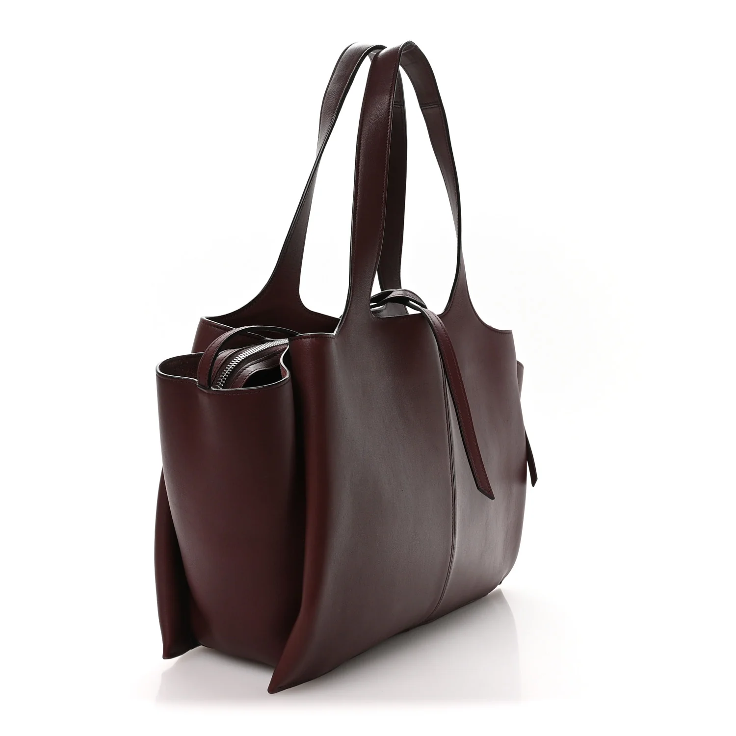Supple Natural Calfskin Medium Tri-Fold Bag Burgundy - Image 3