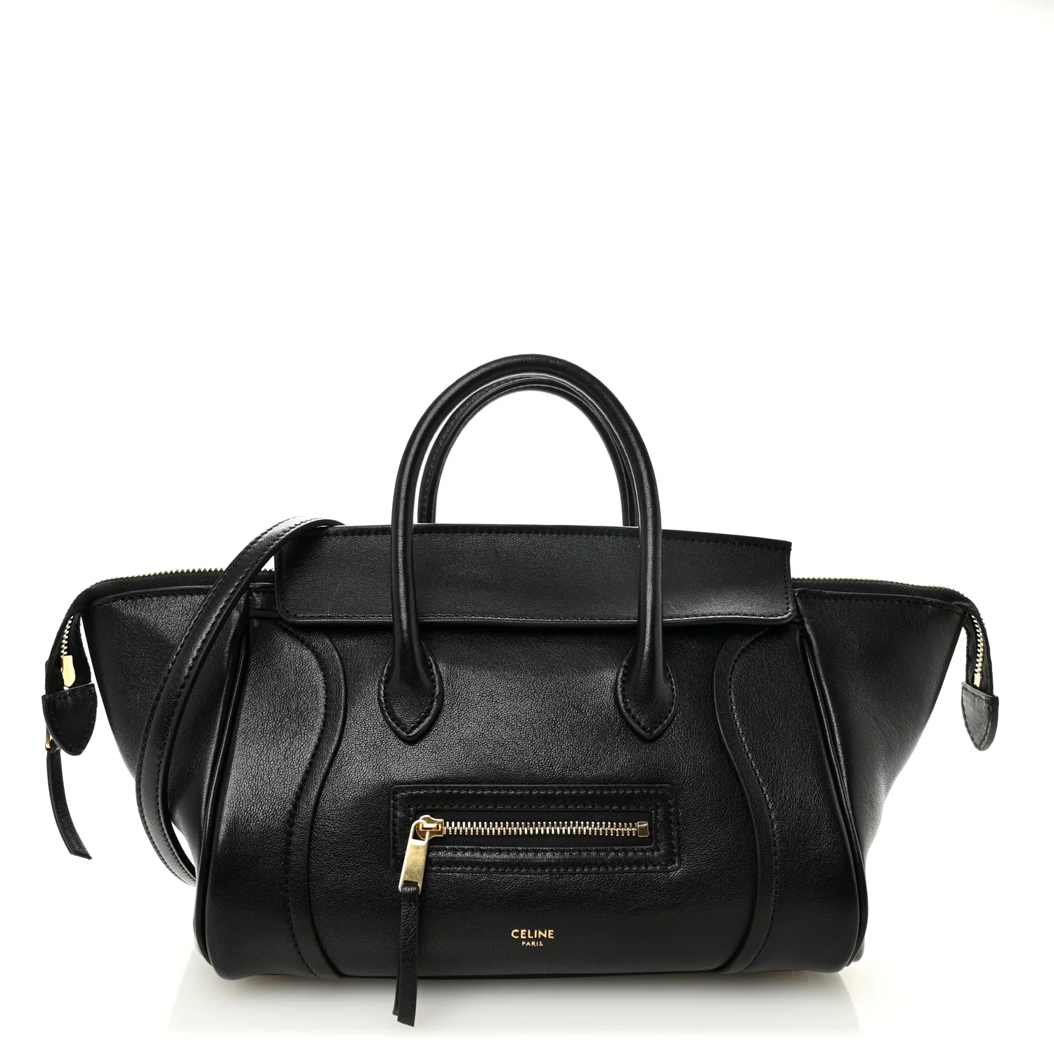 Supple Shiny Lambskin Small New Luggage Black