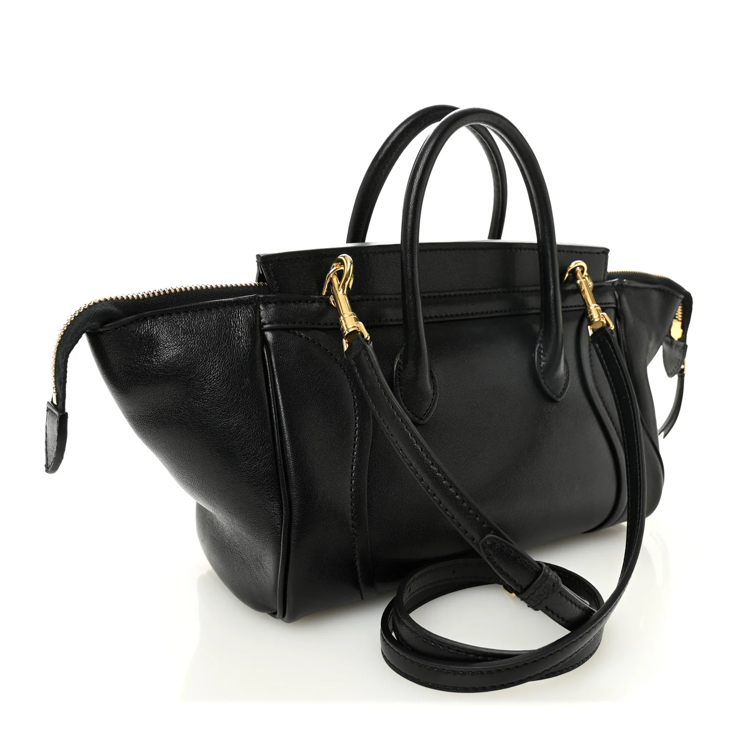 Supple Shiny Lambskin Small New Luggage Black - Image 3