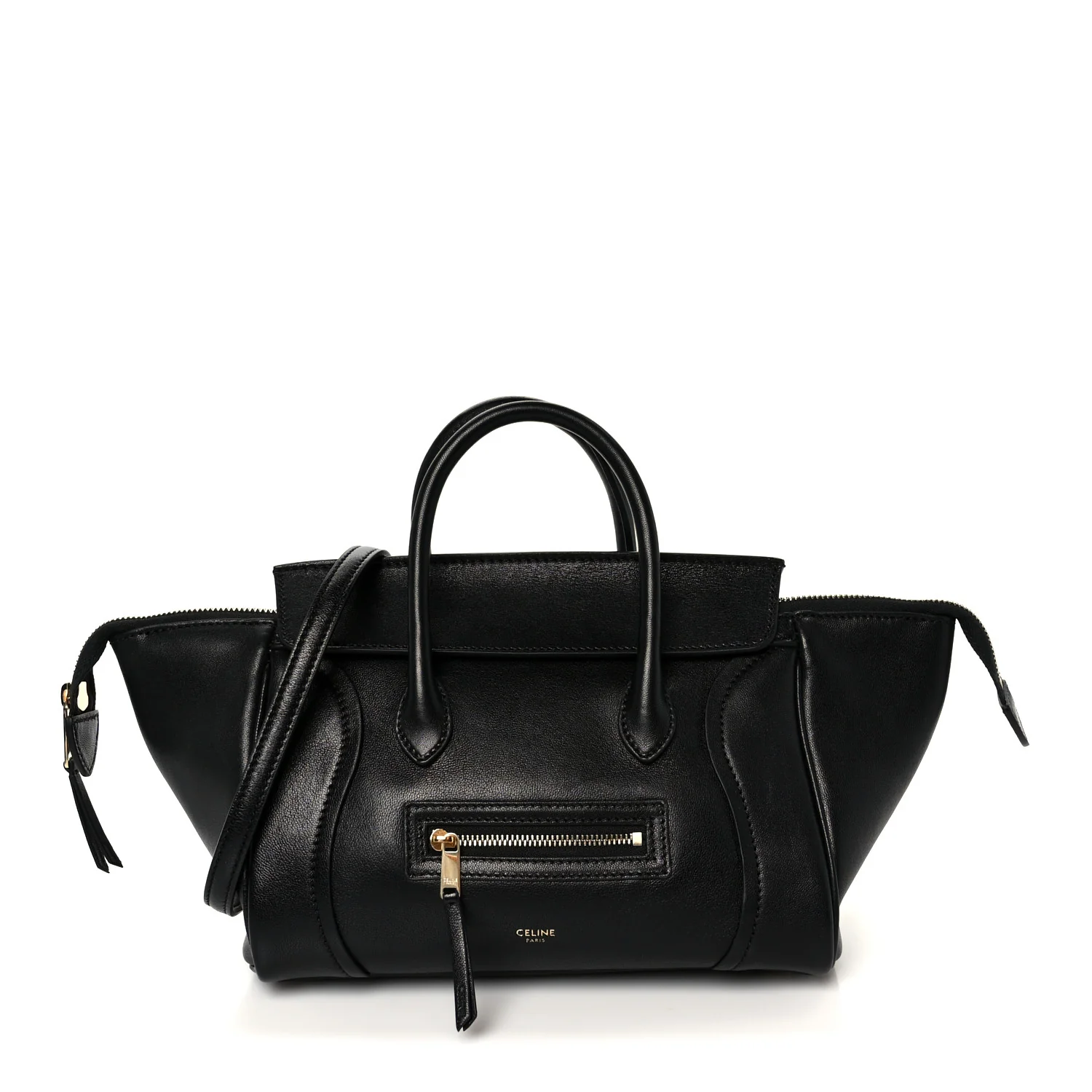 Supple Shiny Lambskin Small New Luggage Black