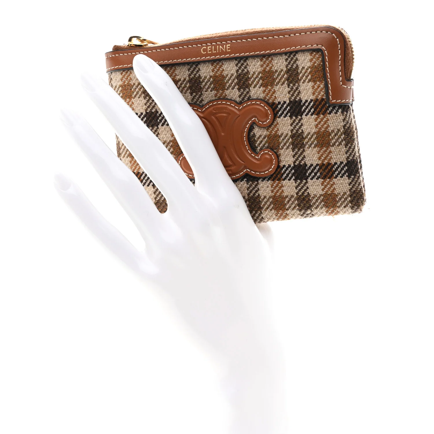 Tartan Calfskin Cuir Triomphe Coin and Card Pouch Multicolor - Image 2