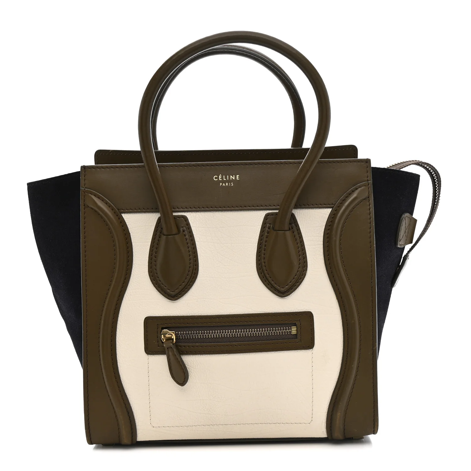 Textured Calfskin Suede Tri-color Mini Luggage Cream