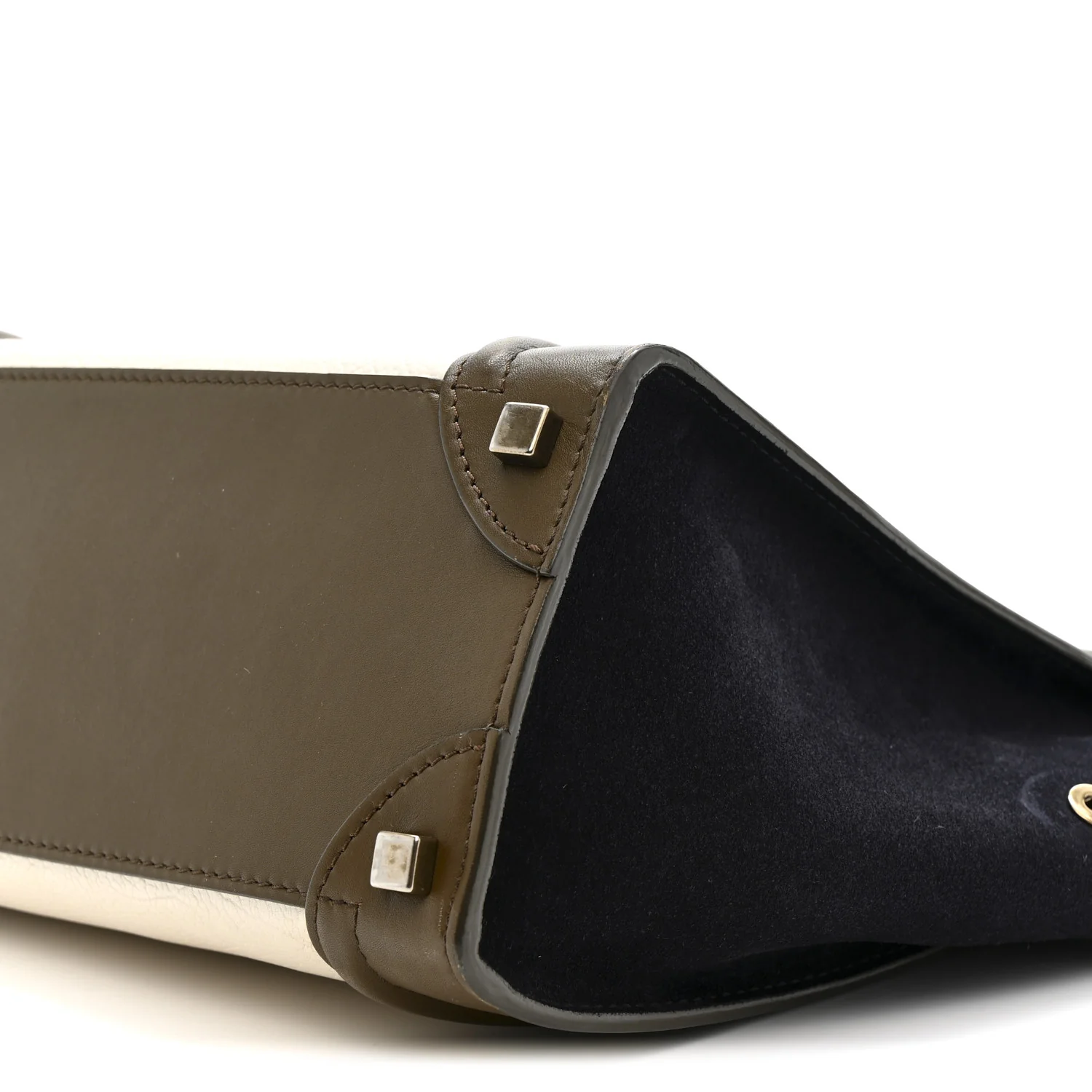 Textured Calfskin Suede Tri-color Mini Luggage Cream - Image 10