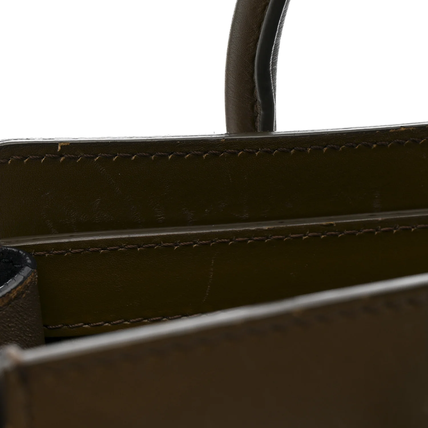 Textured Calfskin Suede Tri-color Mini Luggage Cream - Image 11