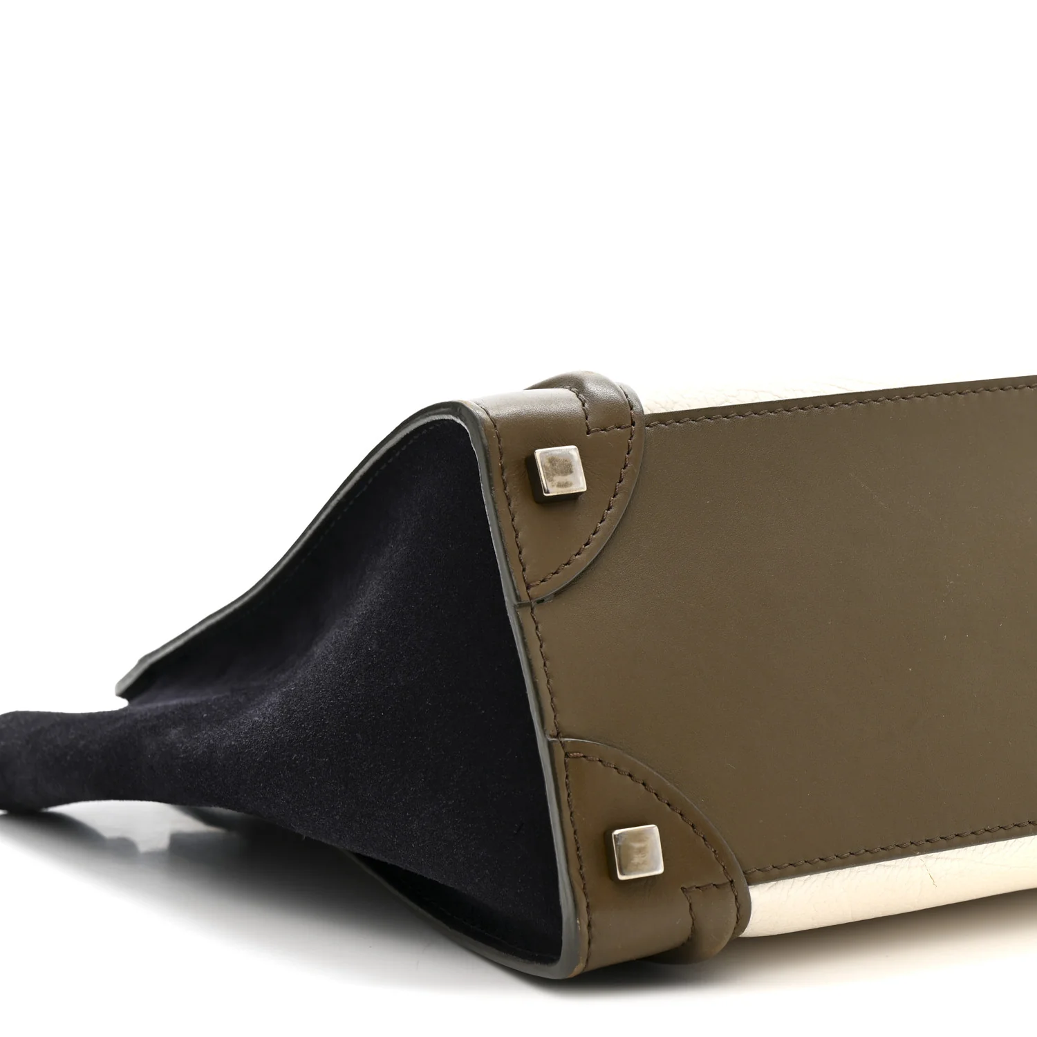 Textured Calfskin Suede Tri-color Mini Luggage Cream - Image 9