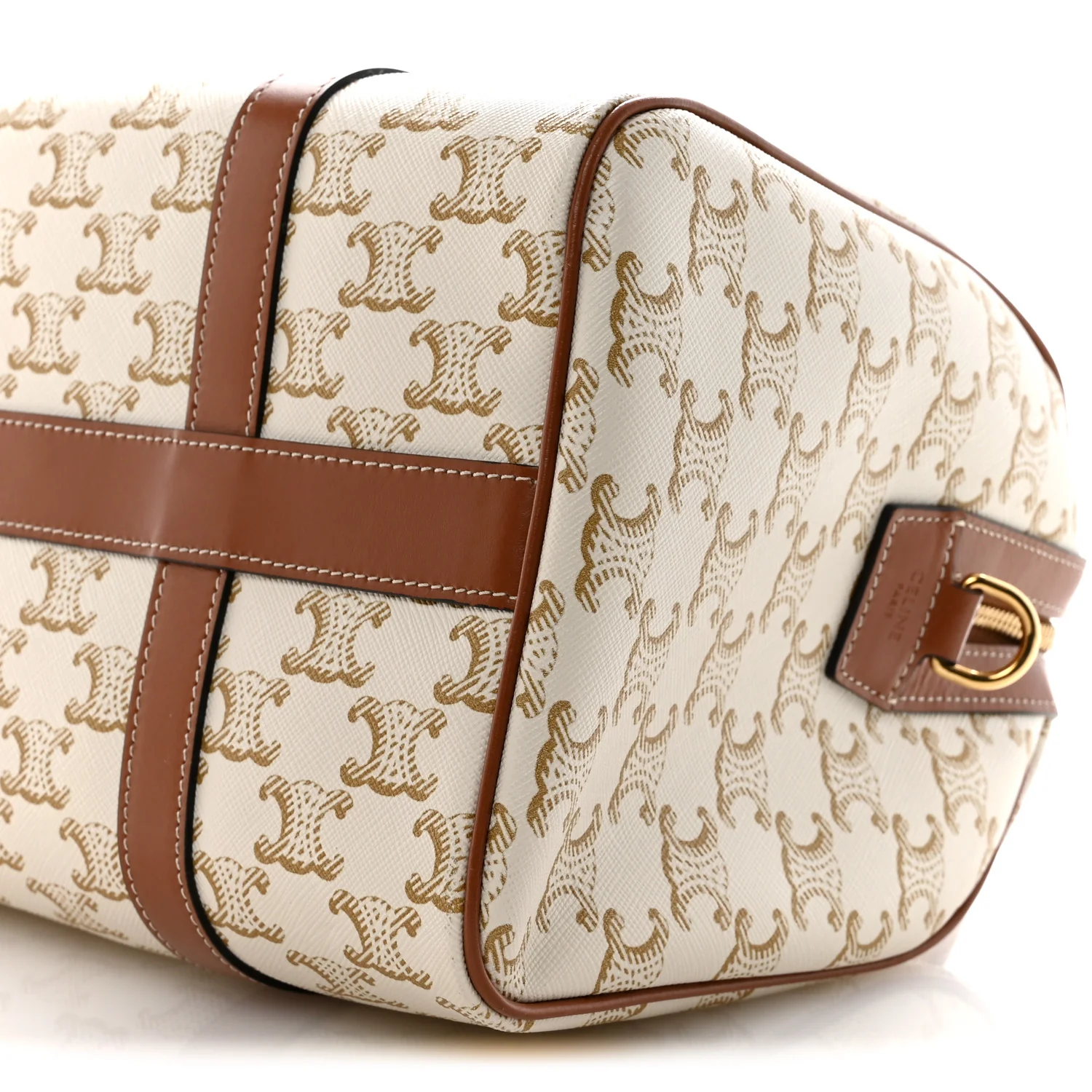 Triomphe Canvas Calfskin Boston Bag White - Image 11