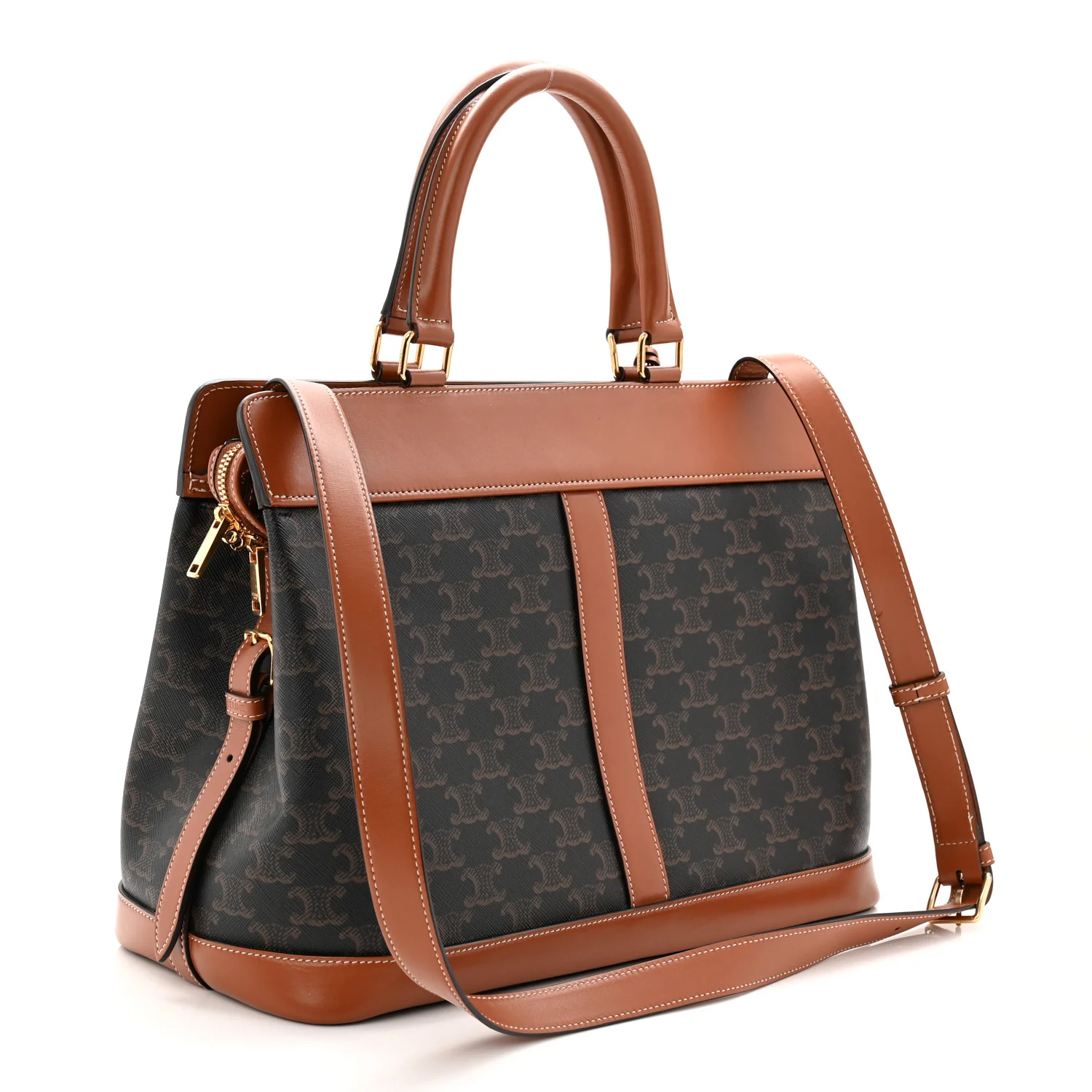 Triomphe Canvas Calfskin Cabas De France Handbag Tan - Image 3