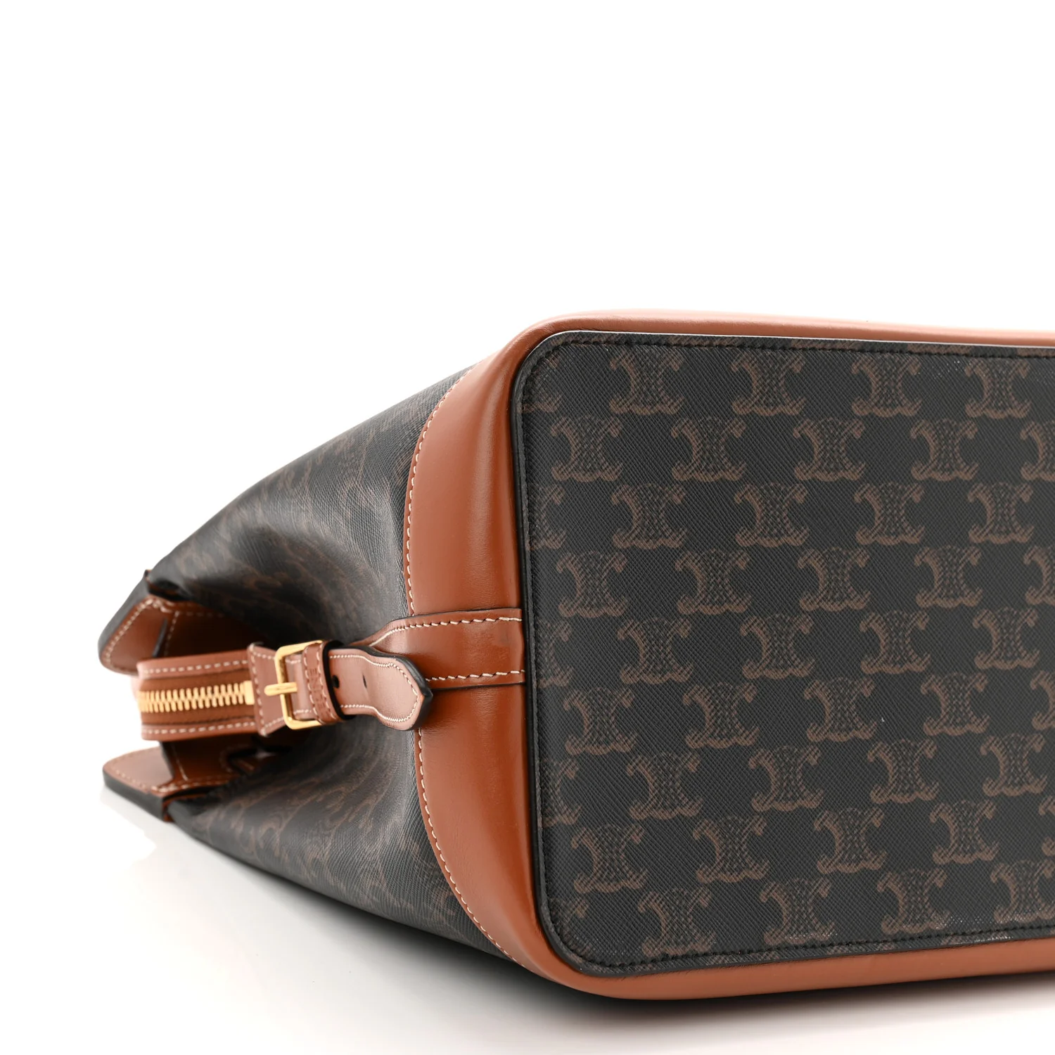 Triomphe Canvas Calfskin Cabas De France Handbag Tan - Image 9