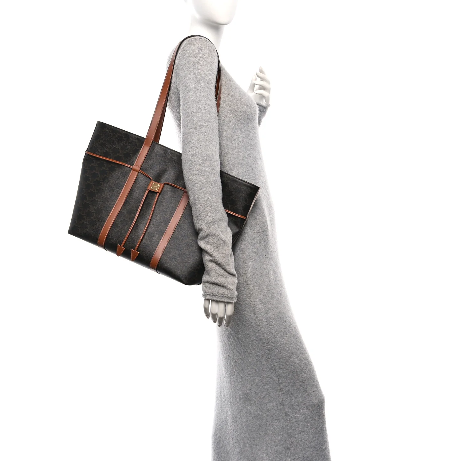 Triomphe Canvas Calfskin Cabas Drawstring Tan - Image 2