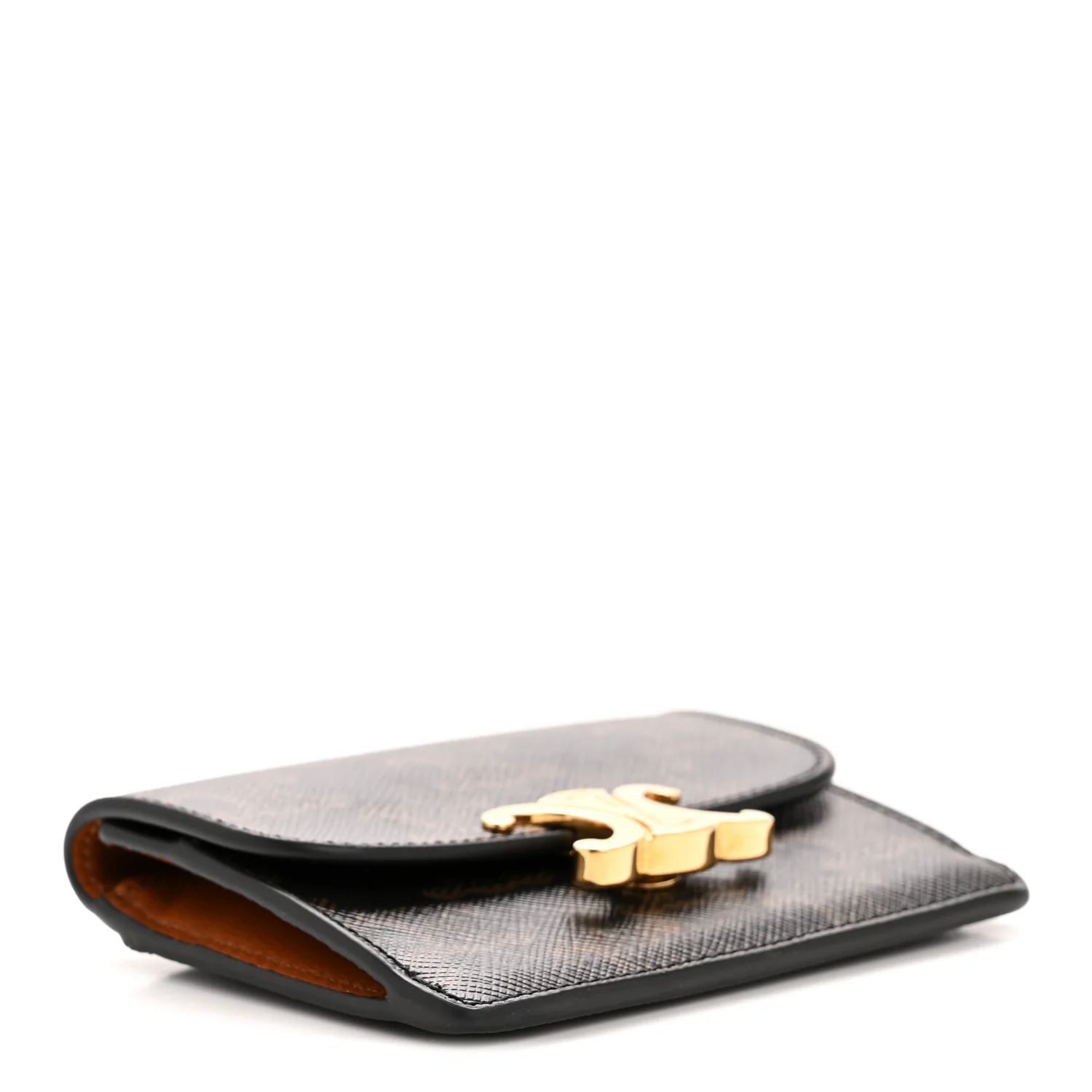 Triomphe Canvas Calfskin Flap Card Holder Tan - Image 4