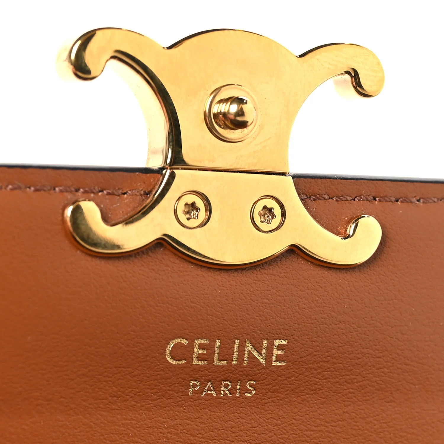 Triomphe Canvas Calfskin Flap Card Holder Tan - Image 6