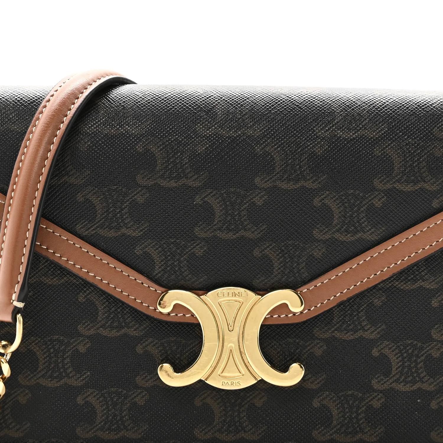 Triomphe Canvas Calfskin Margo Wallet on Chain Tan - Image 8