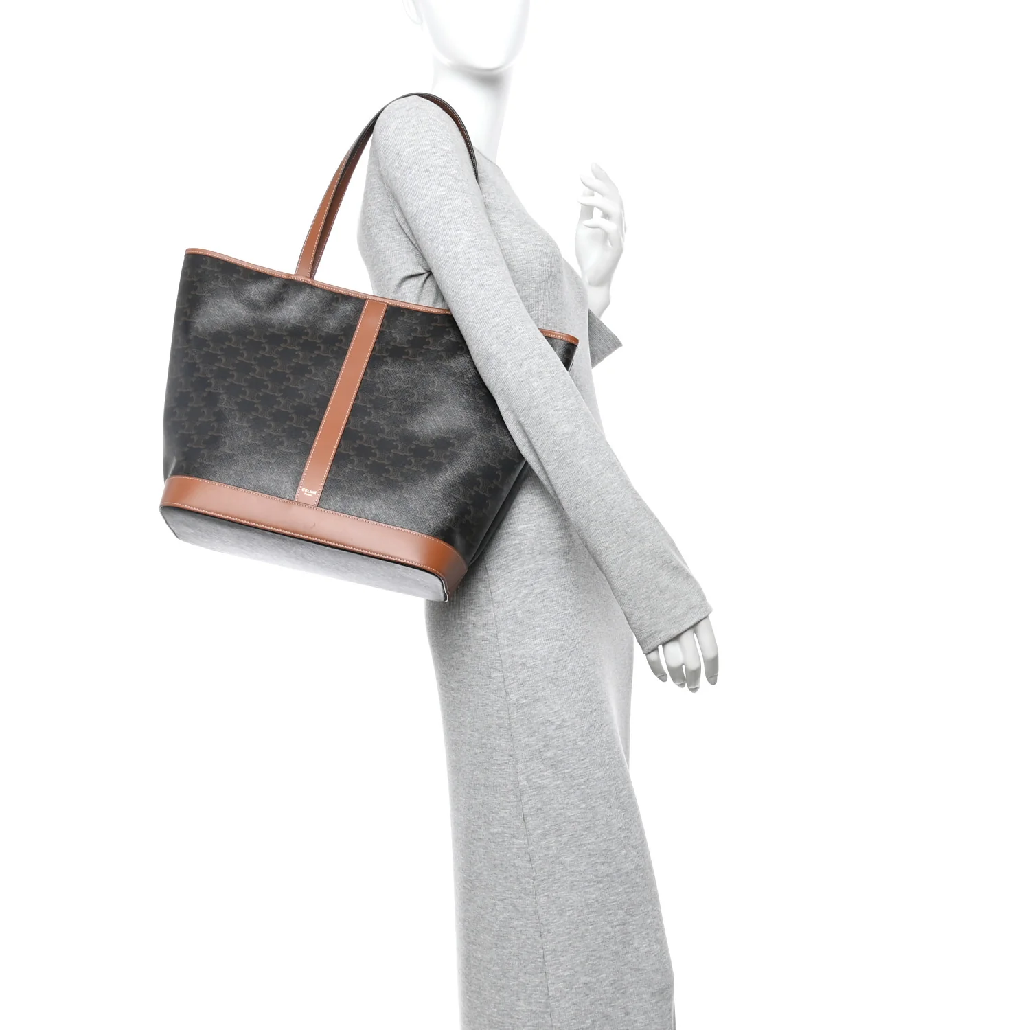 Triomphe Canvas Calfskin Medium Cabas Bag Tan - Image 2