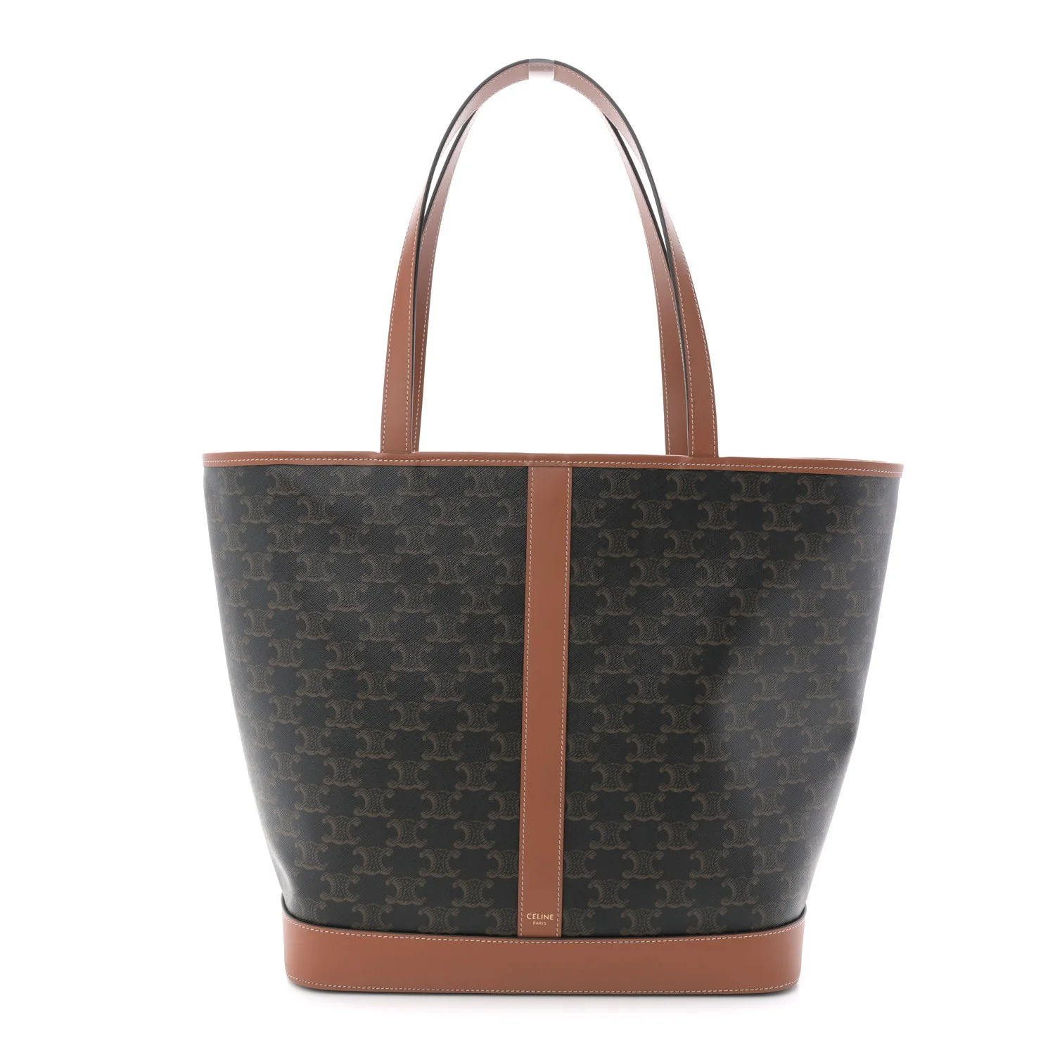 Triomphe Canvas Calfskin Medium Cabas Bag Tan