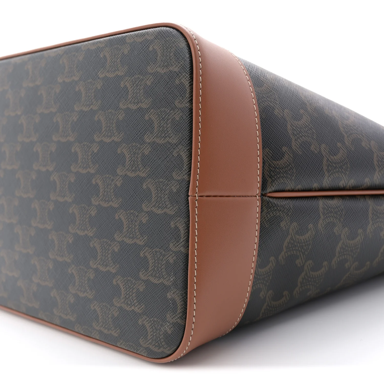 Triomphe Canvas Calfskin Medium Cabas Bag Tan - Image 10