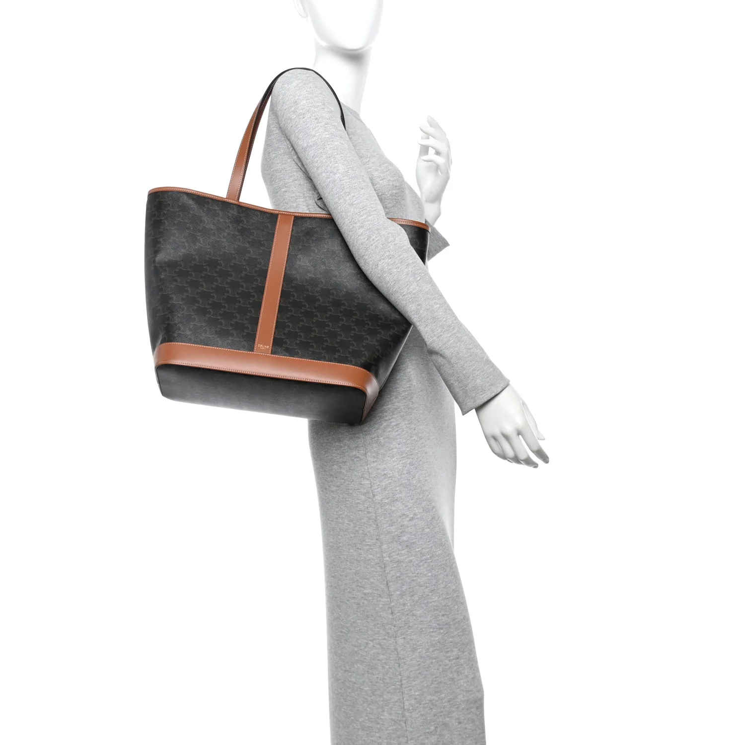 Triomphe Canvas Calfskin Medium Cabas Bag Tan - Image 2