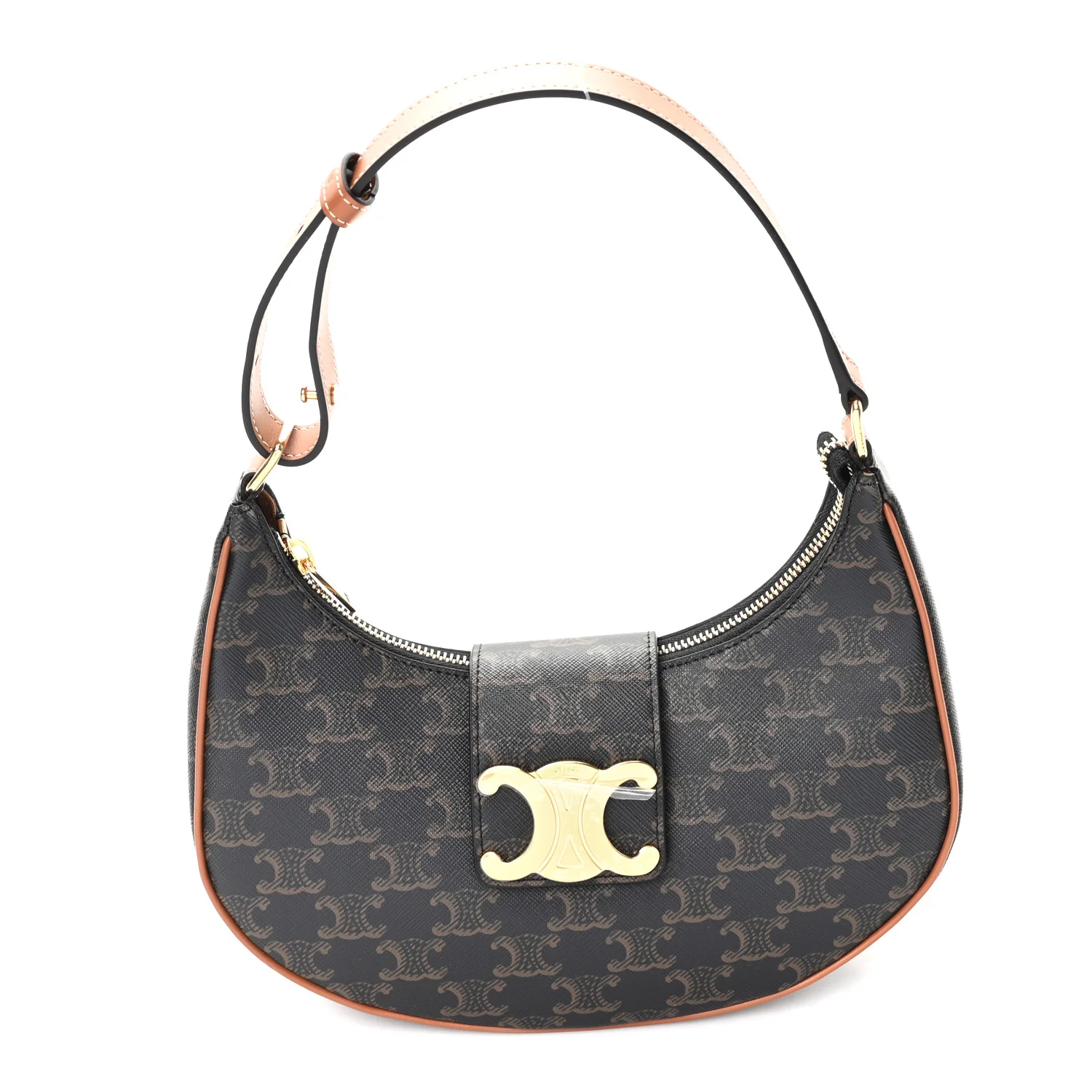 Triomphe Canvas Calfskin Medium Strap Ava Triomphe Shoulder Bag Tan