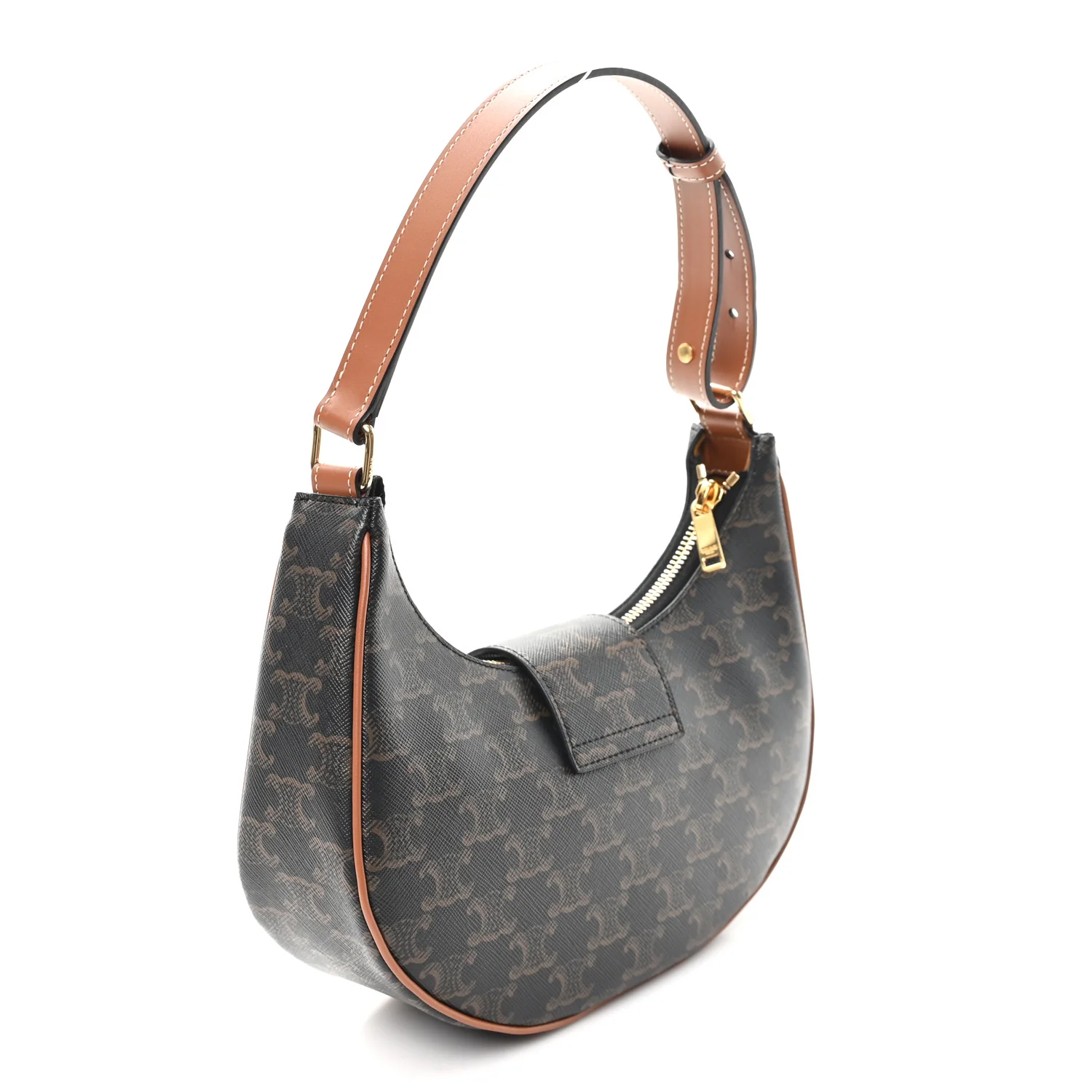 Triomphe Canvas Calfskin Medium Strap Ava Triomphe Shoulder Bag Tan - Image 3
