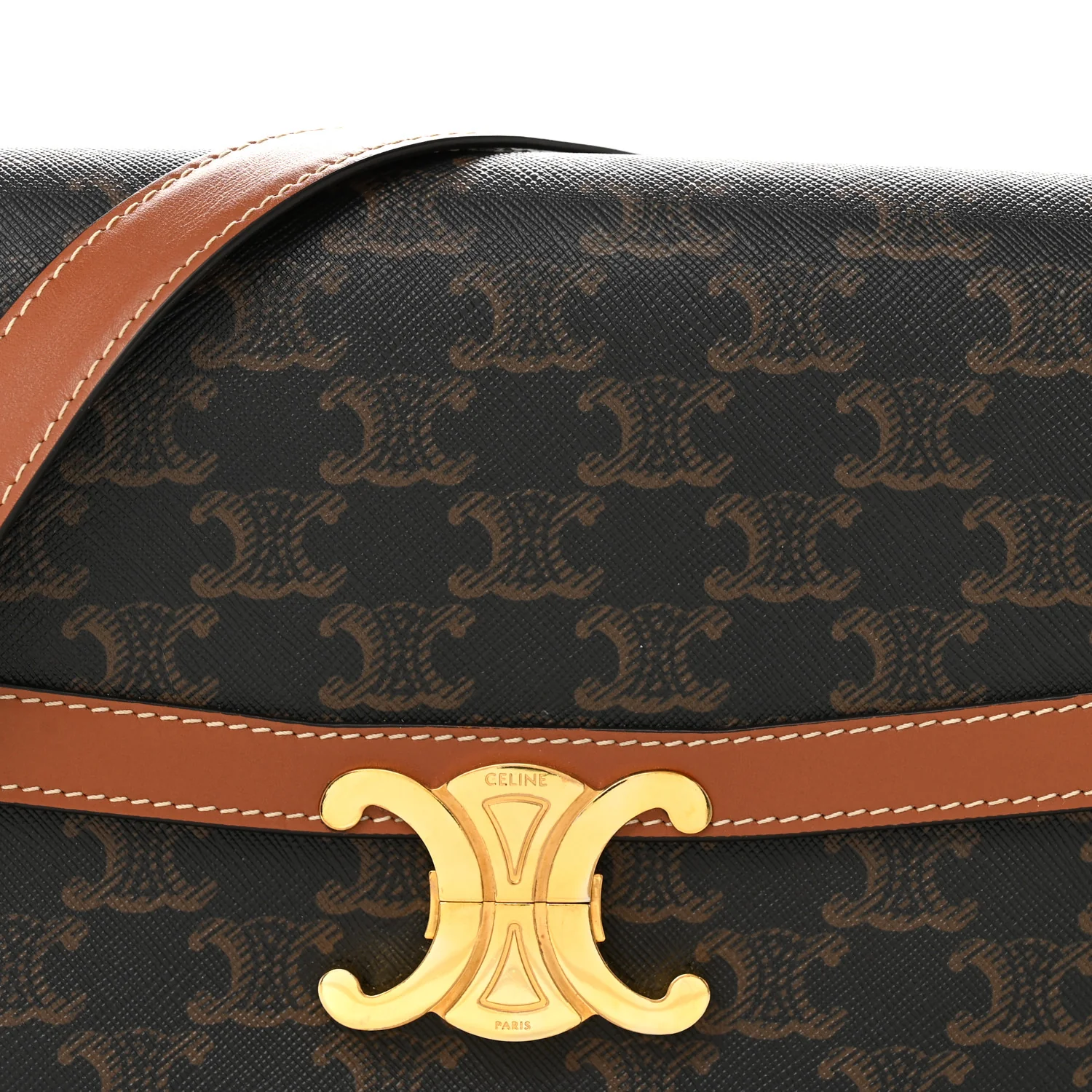 Triomphe Canvas Calfskin Medium Triomphe Bag Tan - Image 9