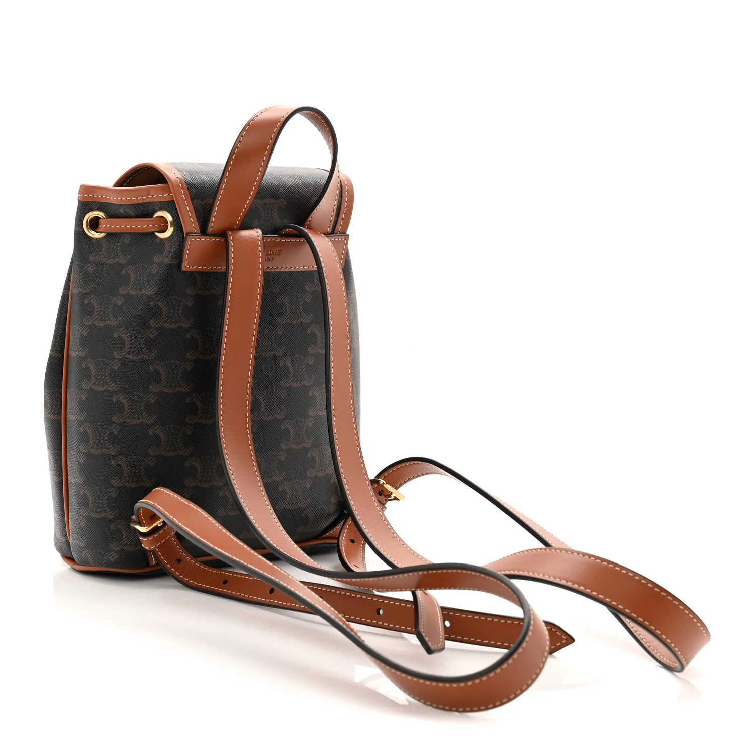 Triomphe Canvas Calfskin Mini Folco Backpack Tan - Image 3