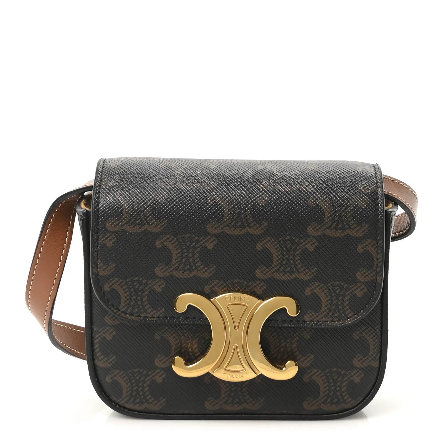 Triomphe Canvas Calfskin Mini Triomphe Tan