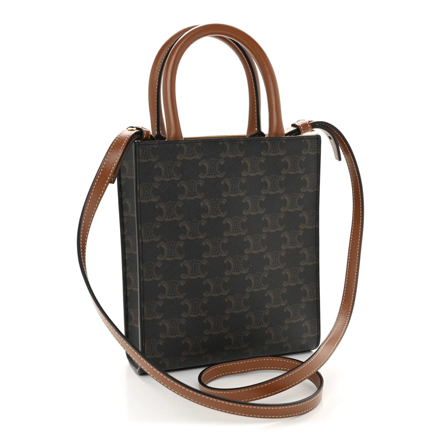 Triomphe Canvas Calfskin Mini Vertical Cabas Tan - Image 3