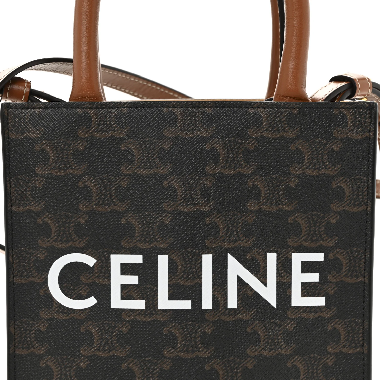 Triomphe Canvas Calfskin Mini Vertical Cabas Tan - Image 9