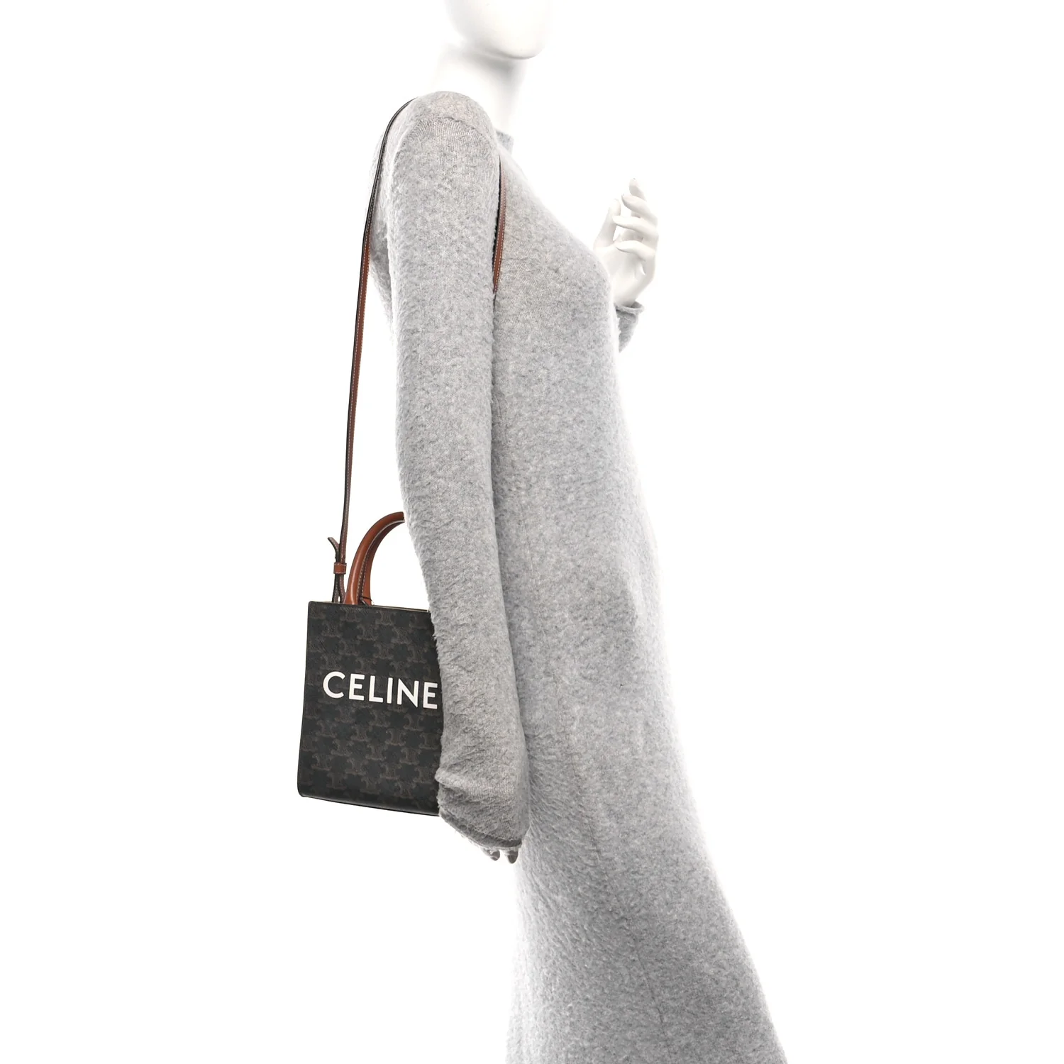 Triomphe Canvas Calfskin Mini Vertical Cabas Tan - Image 2