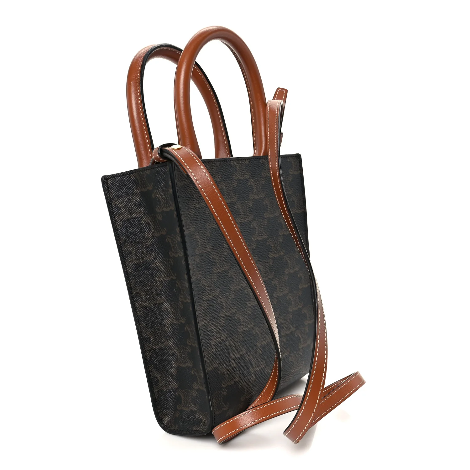 Triomphe Canvas Calfskin Mini Vertical Cabas Tan - Image 3